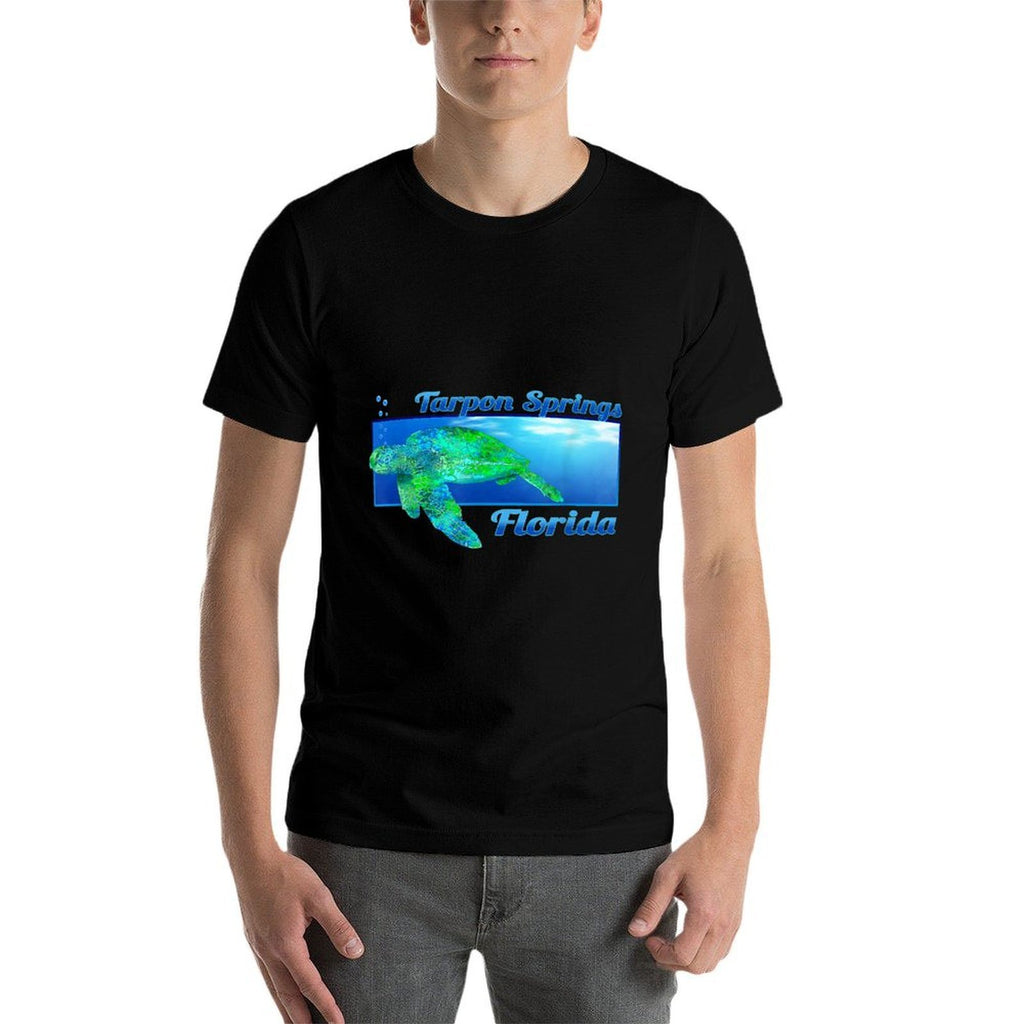 Tarpon Springs Florida Swimming Sea Turtle  High-quality Stitching T-Shirt
