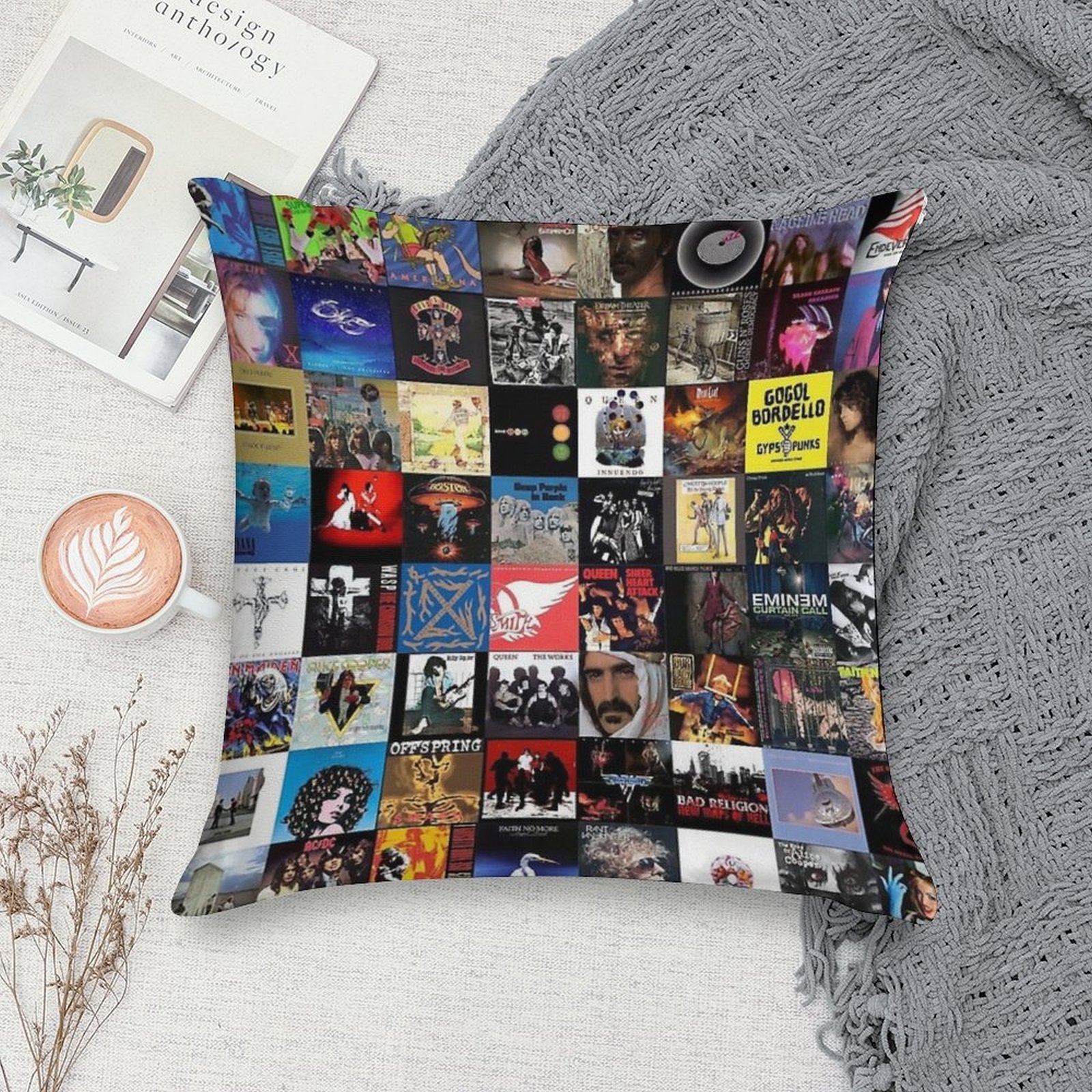 Retro Album Cover Collage Soft Ultra-Soft Texture Throw Pillow