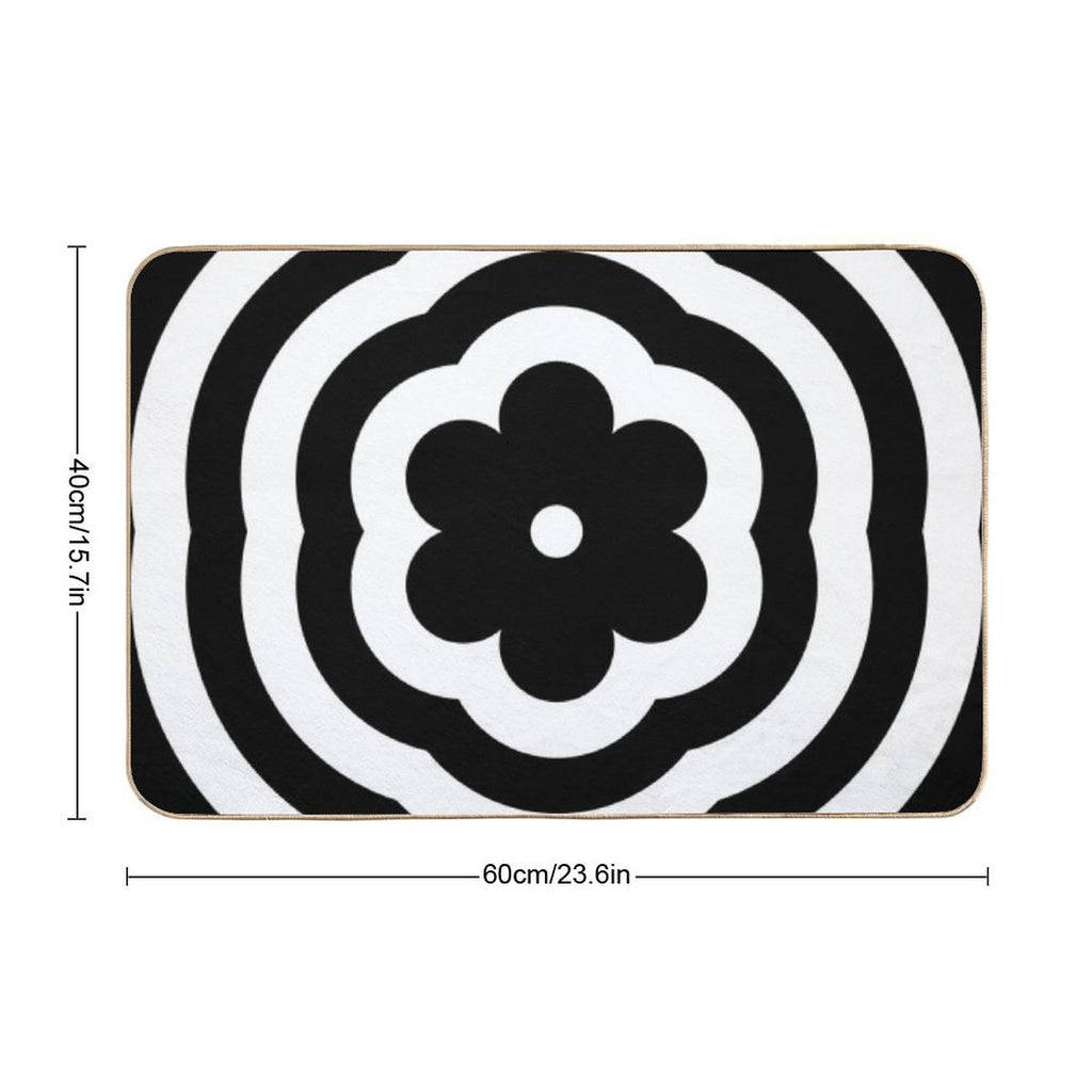 Black And White Rainbow Mod Flower  Anti-Trip Bath Mat