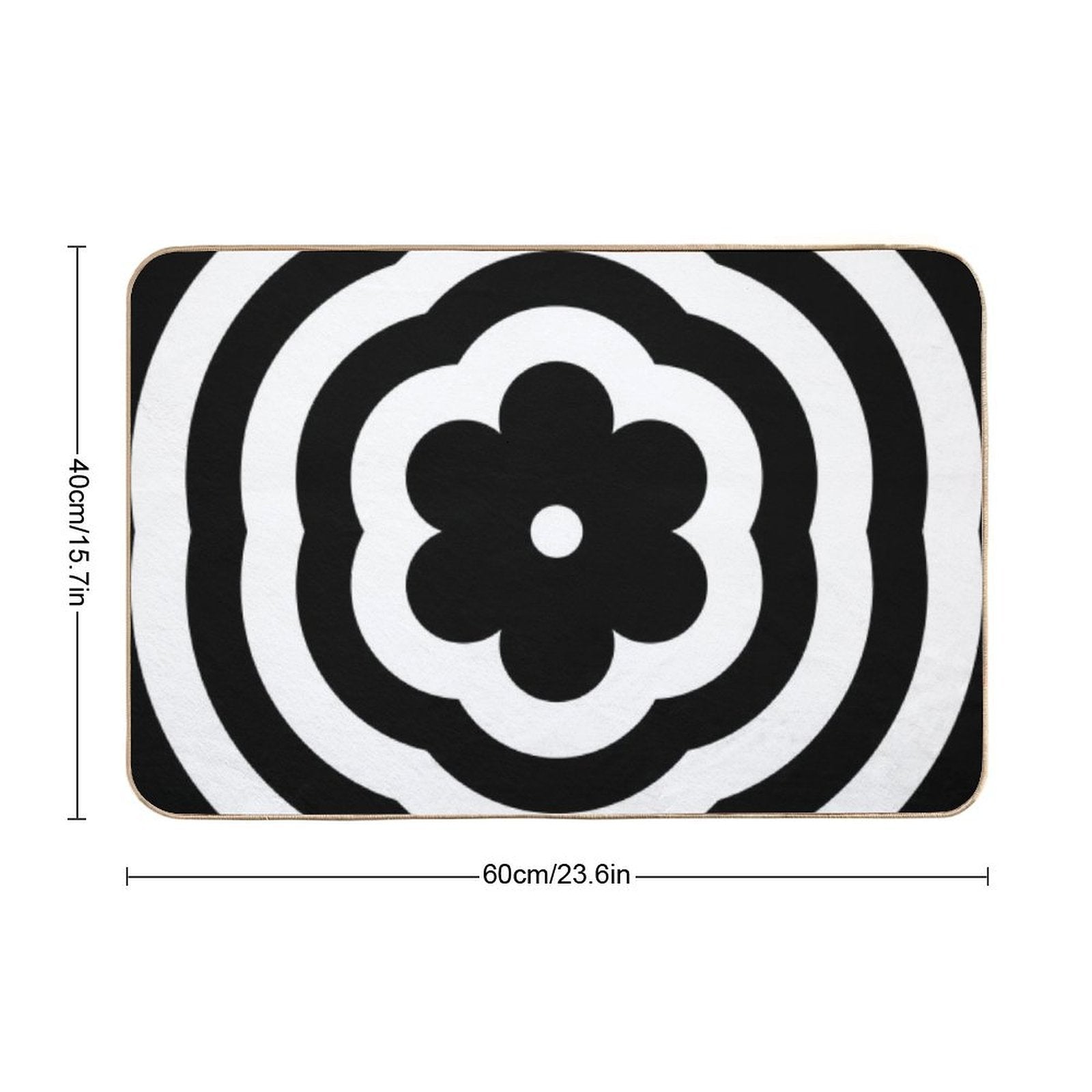 Black And White Rainbow Mod Flower  Anti-Trip Bath Mat