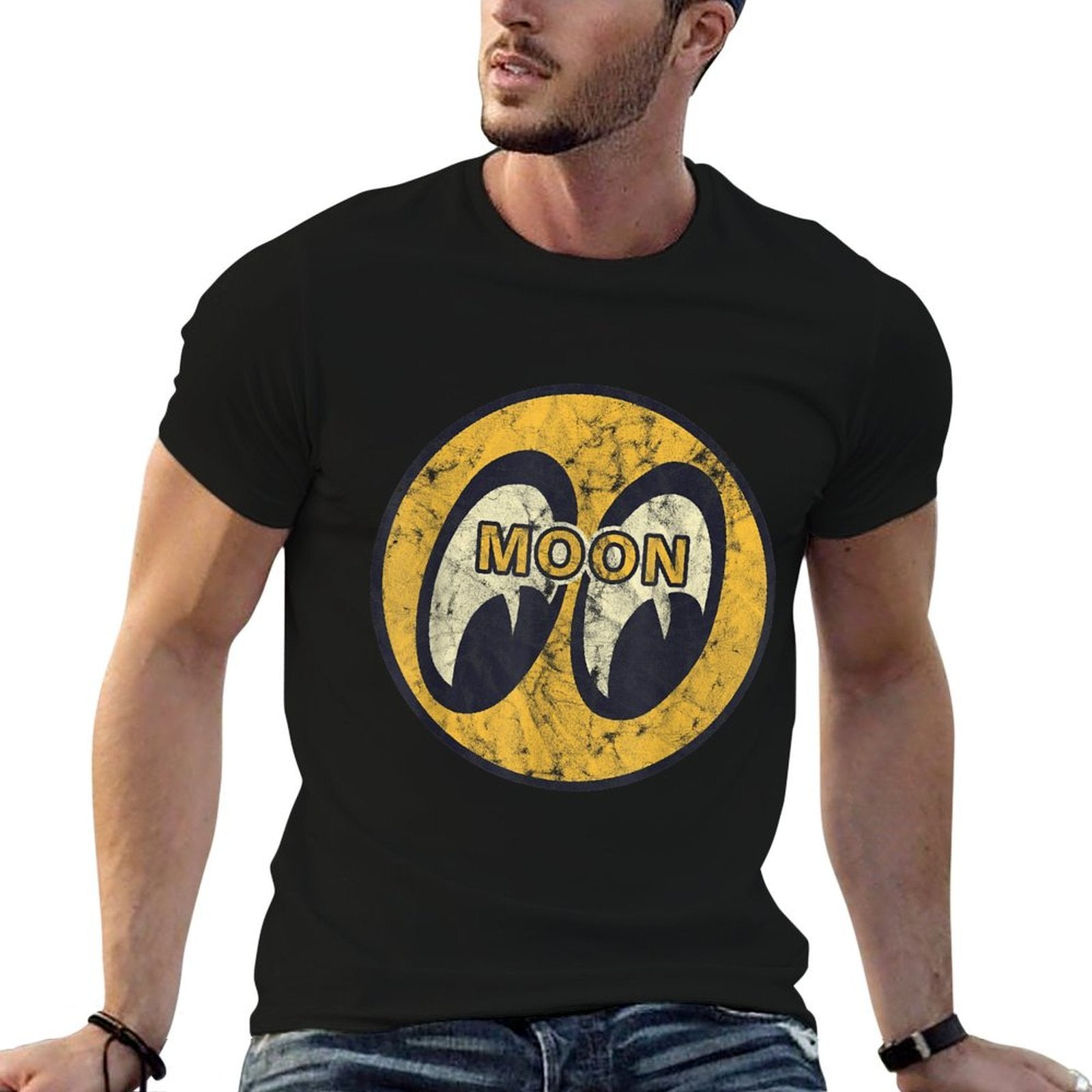 Moon Eyes Funny Icon Graphic  Summer-ready Fabric T-Shirt