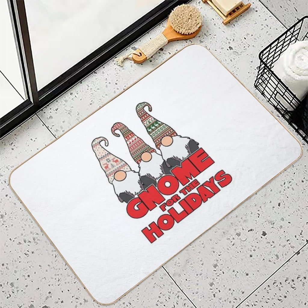 3 Nordic Gnomes Gnome for The Holidays Christmas  Anti-Trip Bath Mat