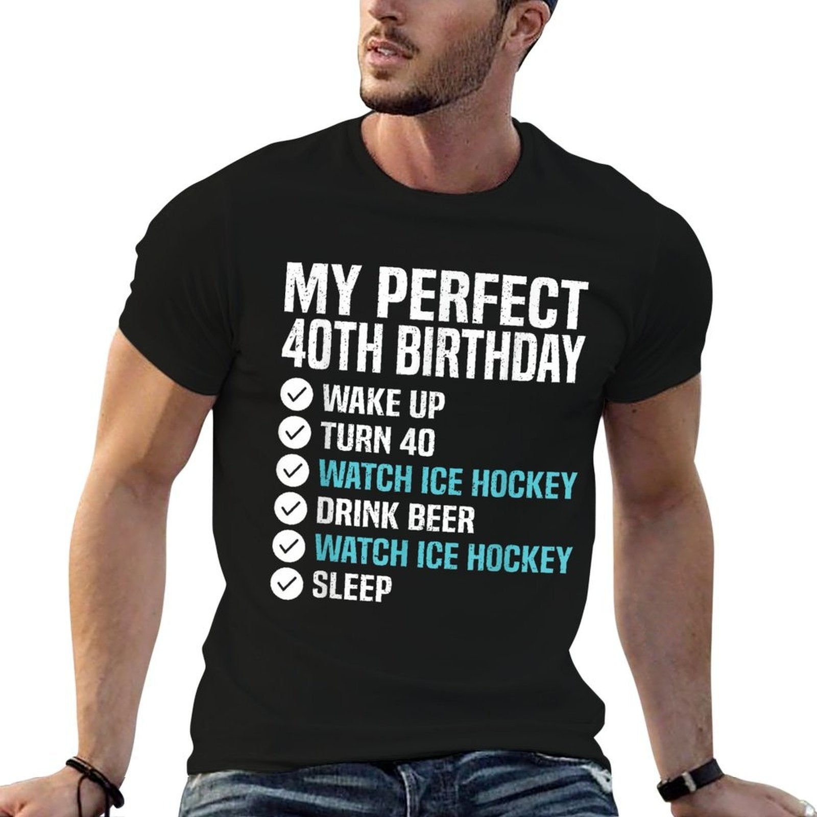 40 Years Old Perfect 40th Birthday Ice Hockey 40th Birthday  Slim-fit Cut T-Shirt