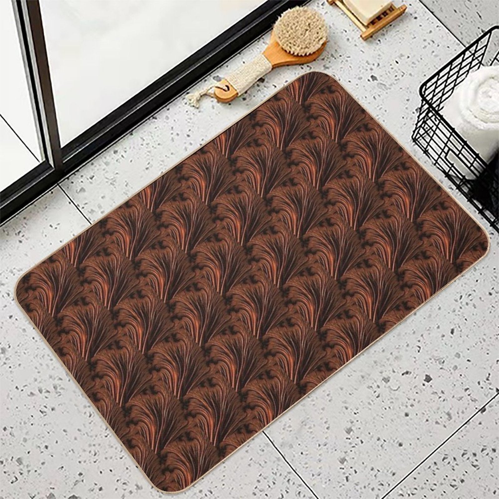 Copper Ostrich Feathers Collection  Absorbent Bath Mat