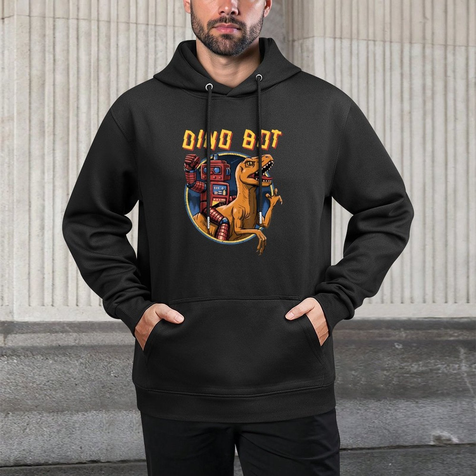 DIno Robotics, DinoBot Dinosaur Robot T Rex Robotics Kangaroo Pocket Hoodie