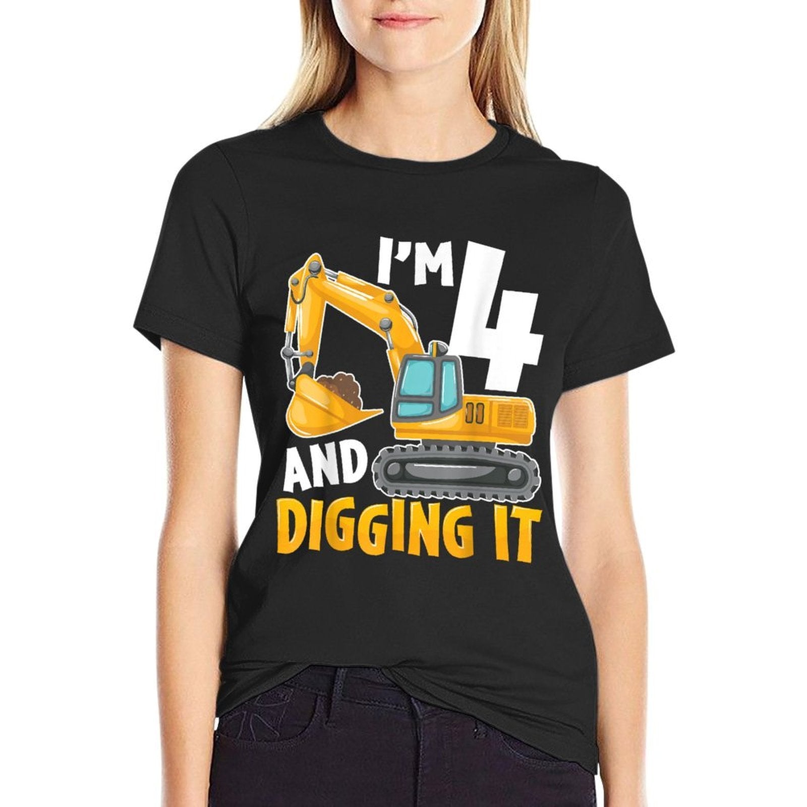 I'm Four 4 Year Old 4th Birthday Boy Excavator Construction  Odor-resistant T-Shirt