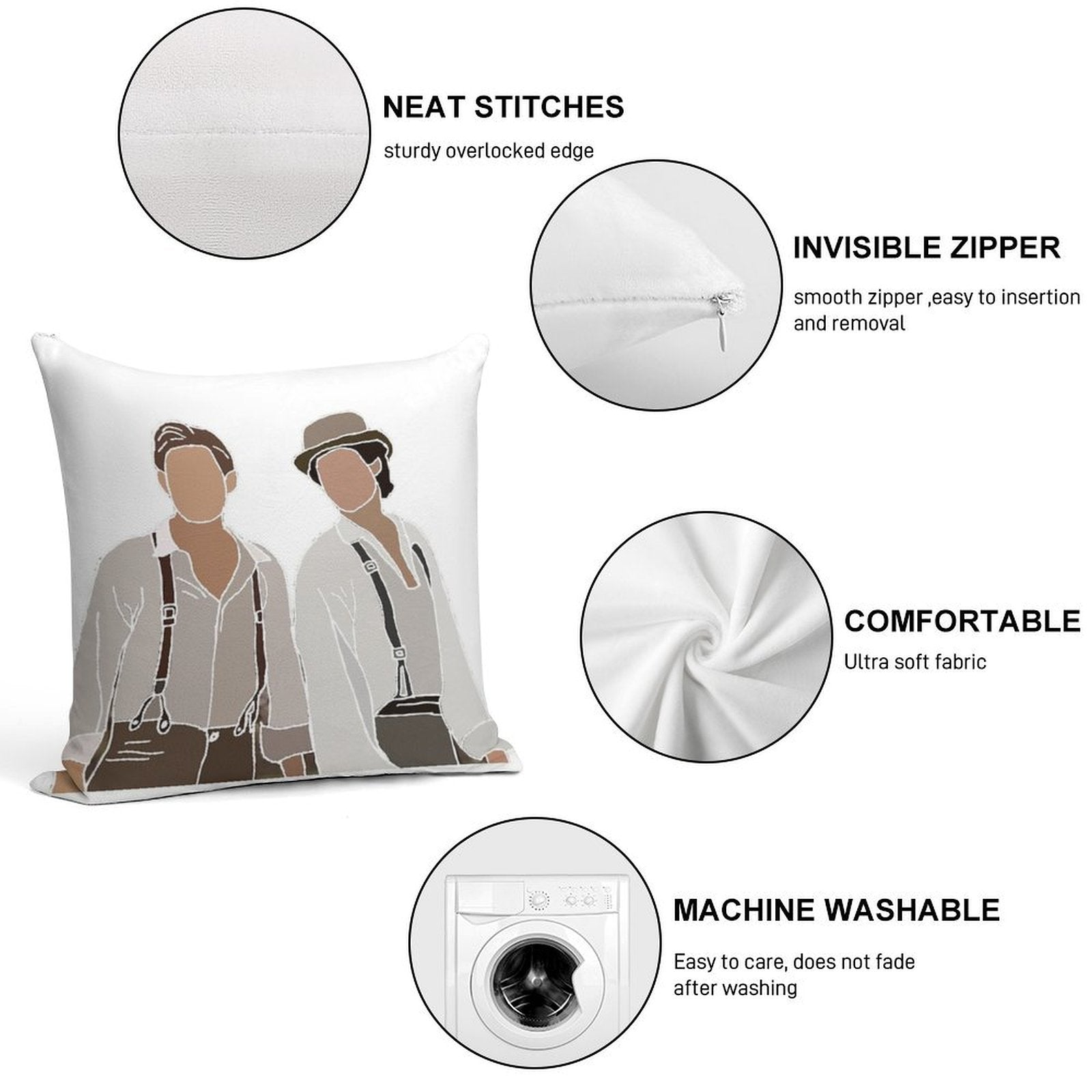 Damon And Stefan Salvatore Vampire Diaries Drawing Soft Luxury Feel Throw Pillow