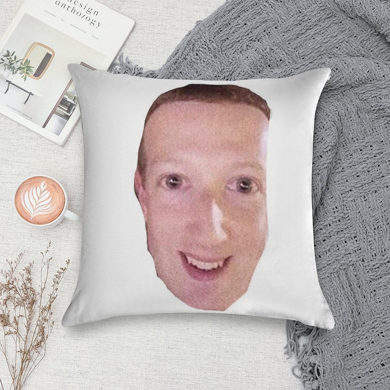 Cursed Zucc Soft Decorative Cover Throw Pillow