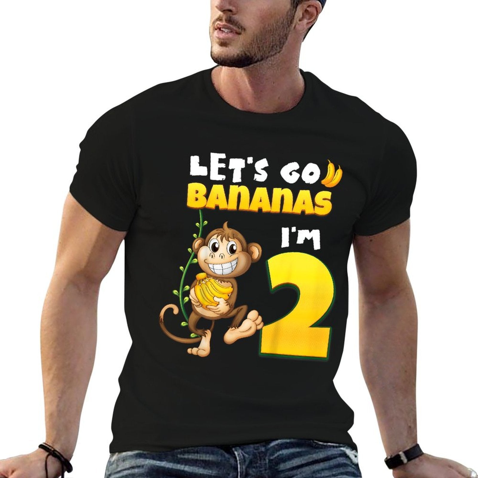 Kids Let's Go Bananas I'm 2 Zoo Animal Jungle Safari 2nd Birthday  Easy-care T-Shirt