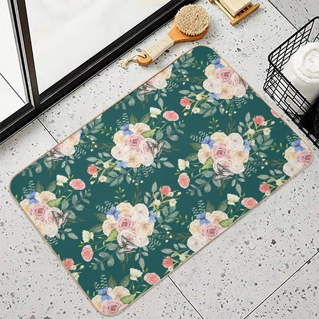 Butterflies,flowers,roses,spring,summer  Easy To Clean Bath Mat