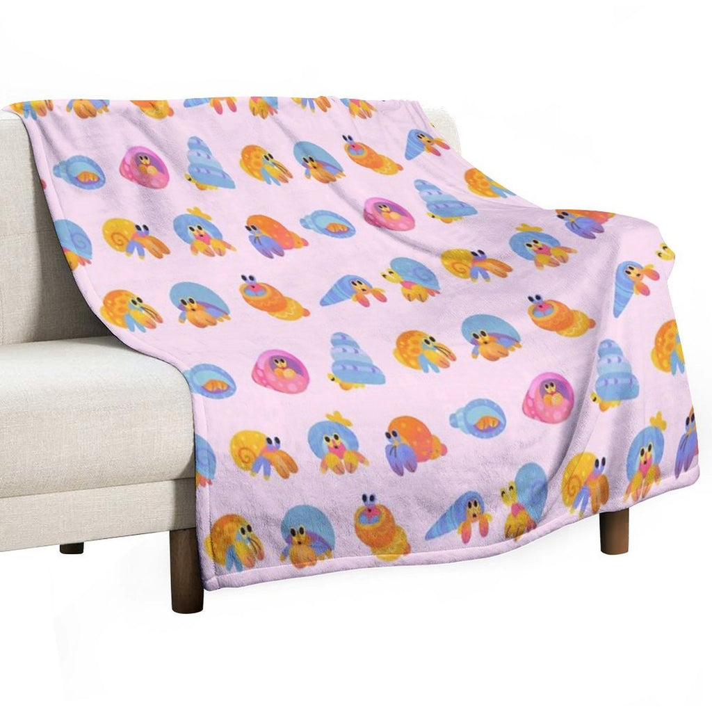 Hermit Crab - Pink  Knife Jellyfish Easy Care Throw Blanket