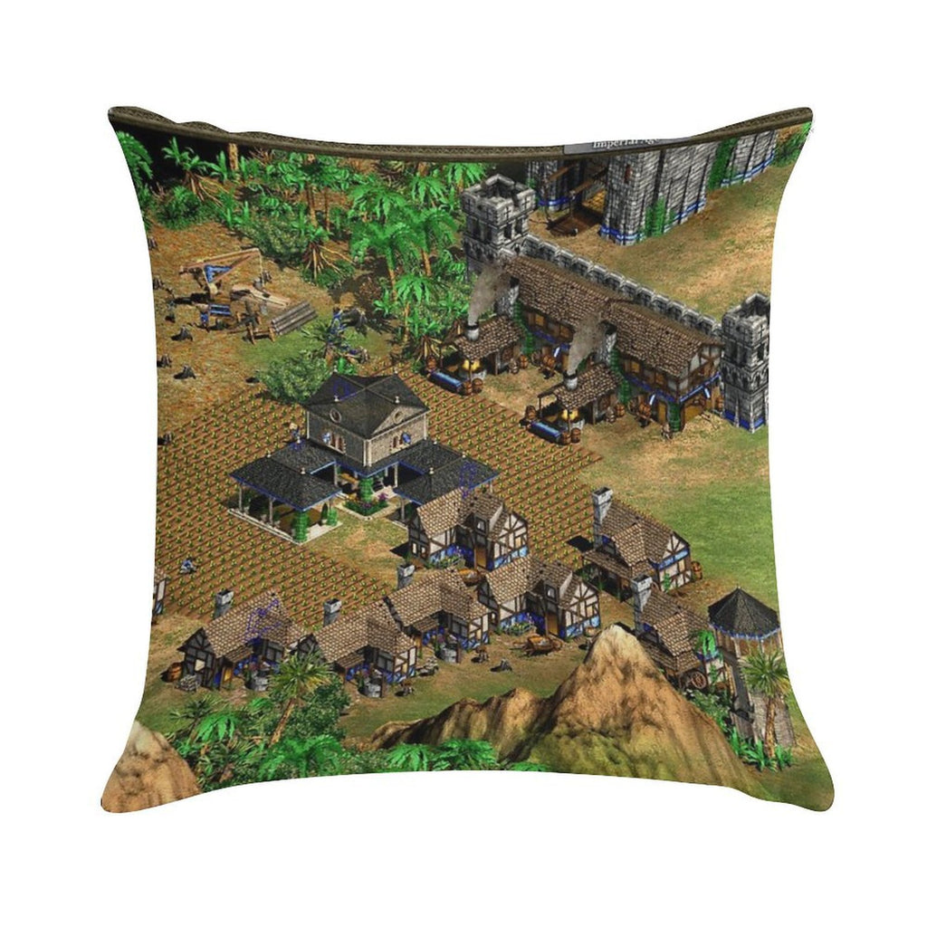 Age of Empires II Town Soft Reinforced Edging Throw Pillow