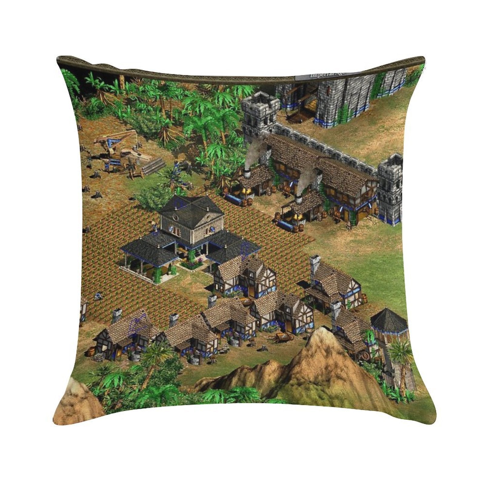 Age of Empires II Town Soft Reinforced Edging Throw Pillow
