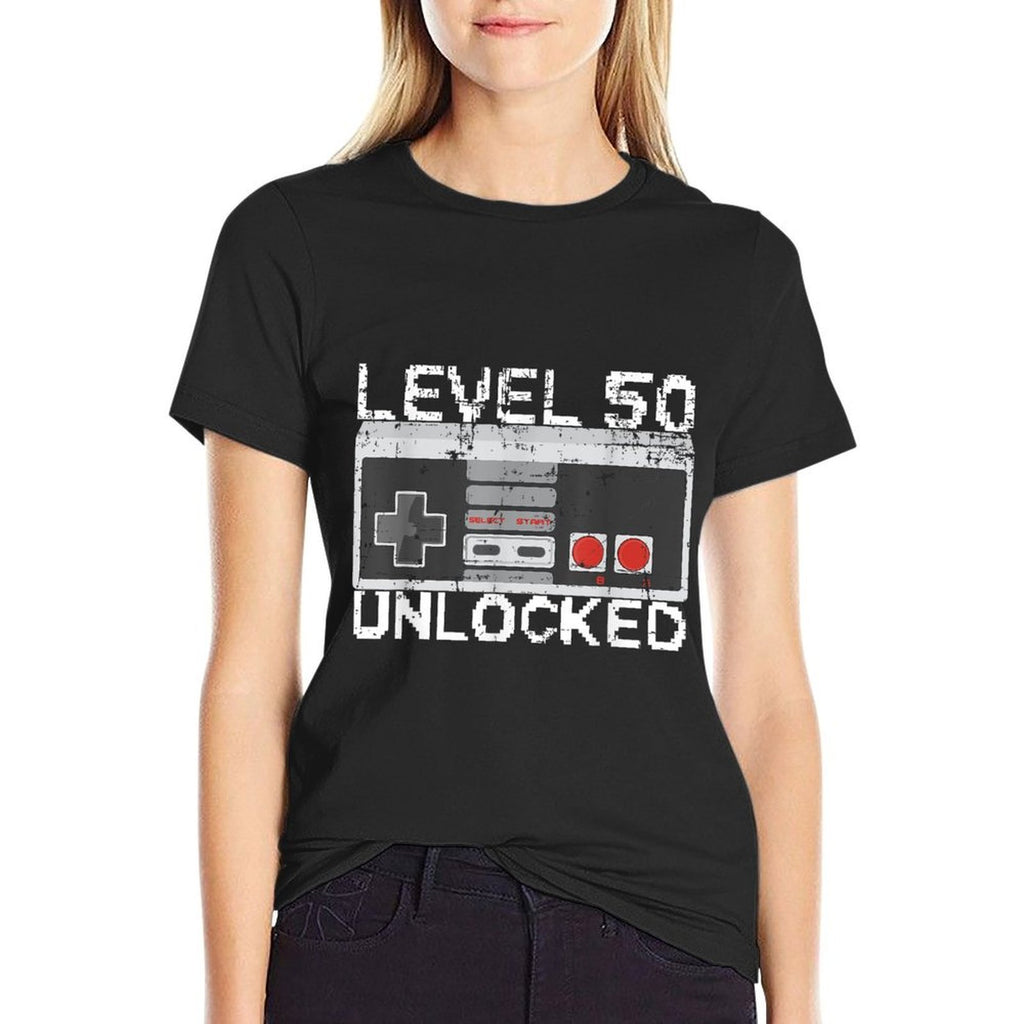 Level 50 Unlocked 50th Birthday 50 Years Old  Trendy Pattern T-Shirt
