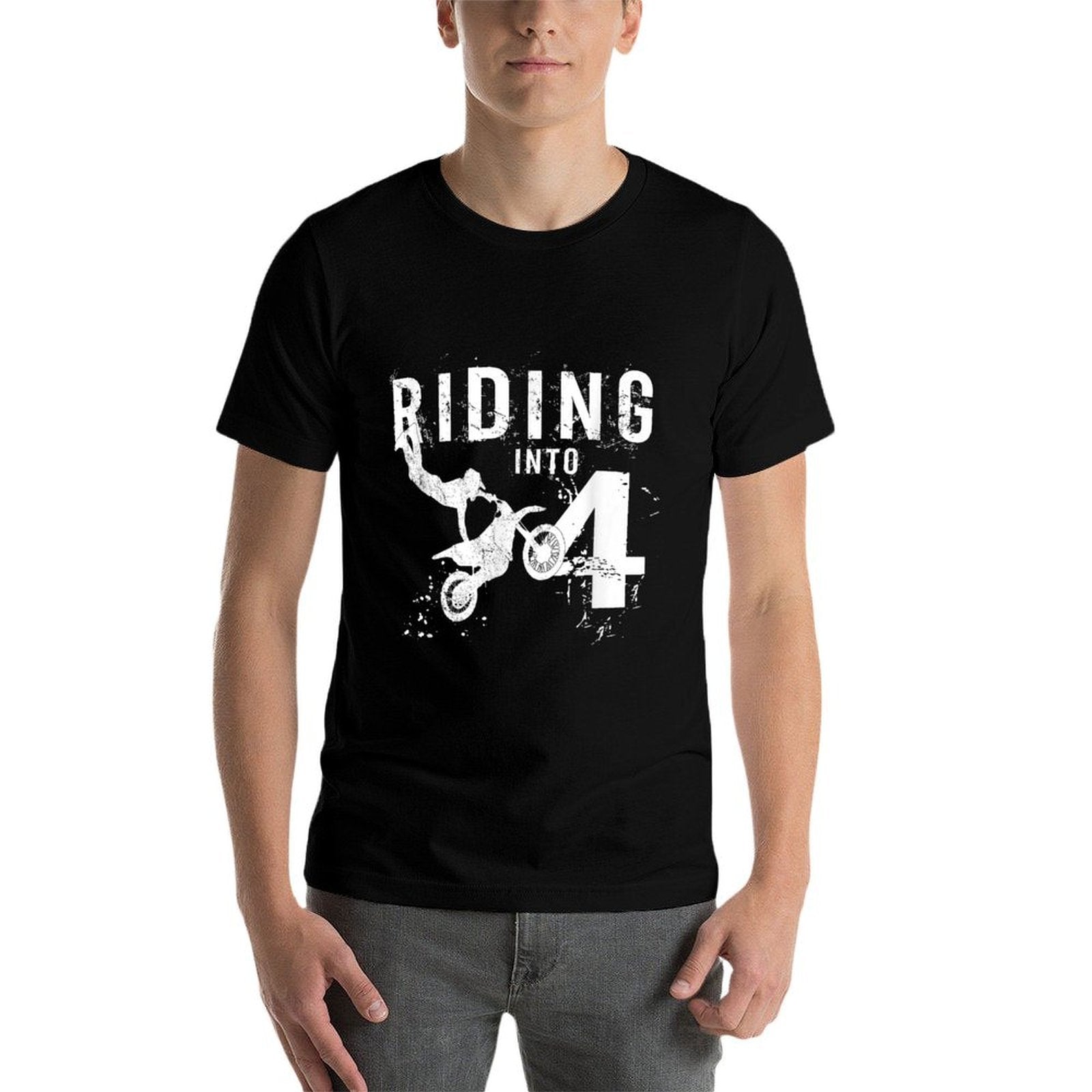 Riding Into 4 Years Old 4th Birthday Boy Dirt Bike Party  Odor-resistant T-Shirt