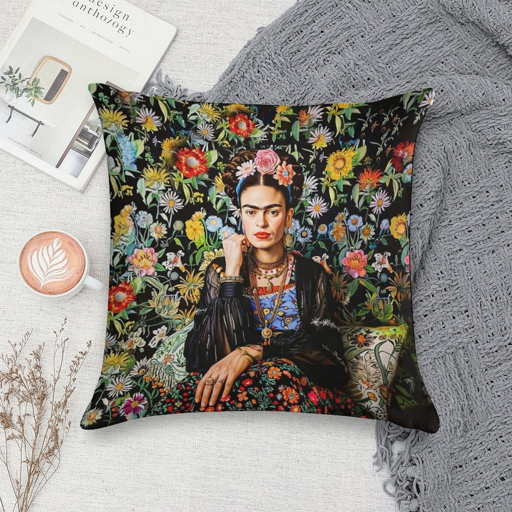 Frida Kahlo Flowers Soft Warmth Comfort Throw Pillow