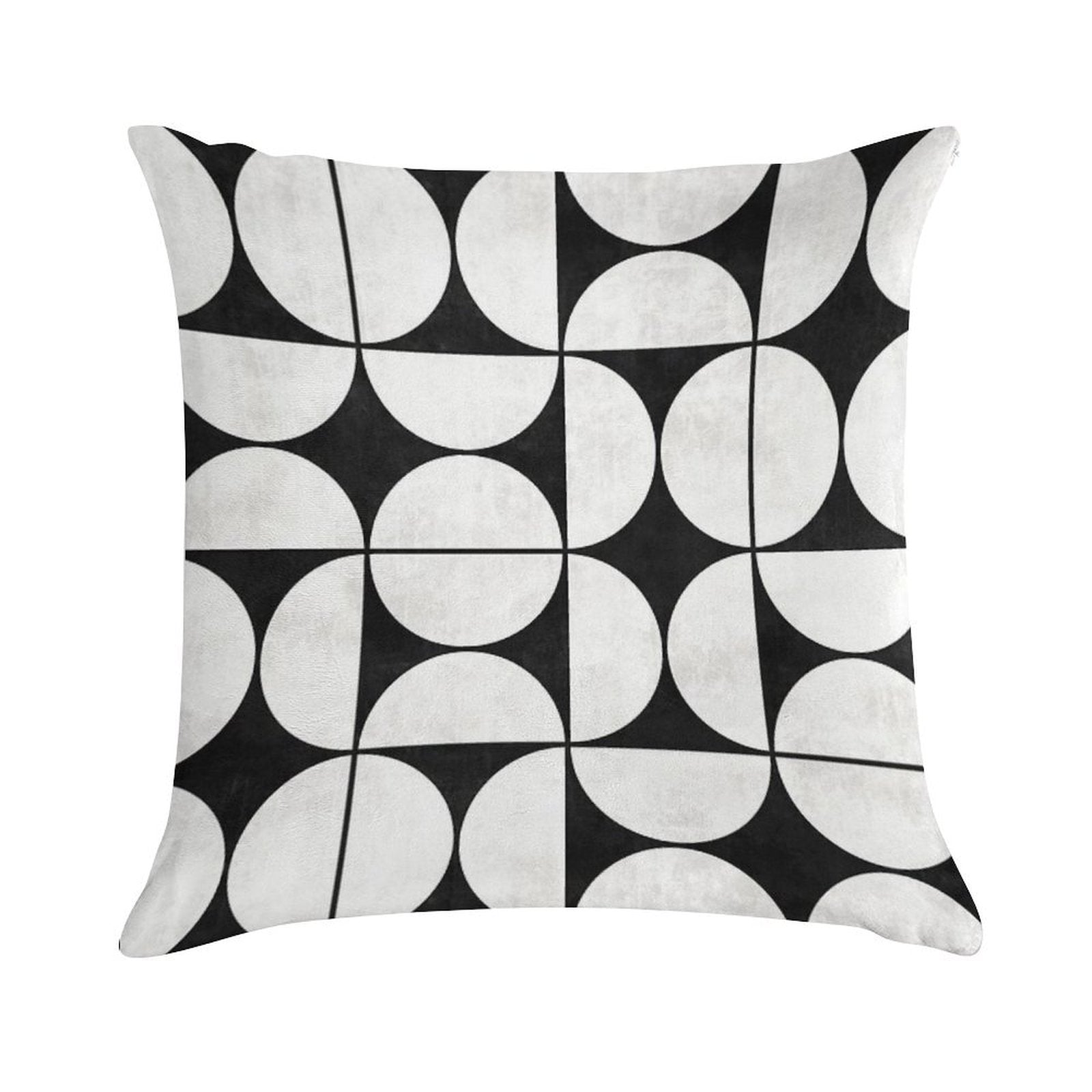 Mid-Century Modern Pattern No.2 - Black And White Concrete Soft Durable Construction Throw Pillow