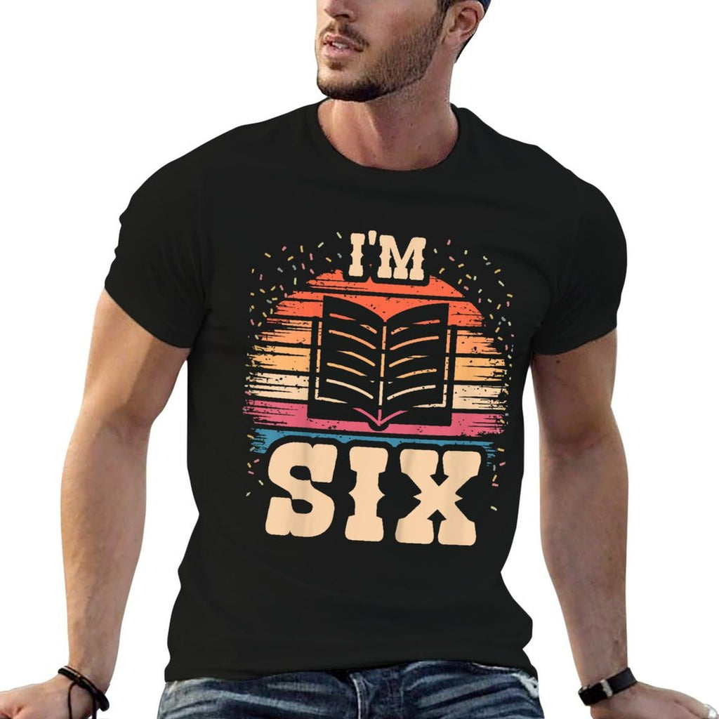 Kids Reading 6 Year Old Birthday Boy Girl 6th Books Birthday  Relaxed-fit T-Shirt