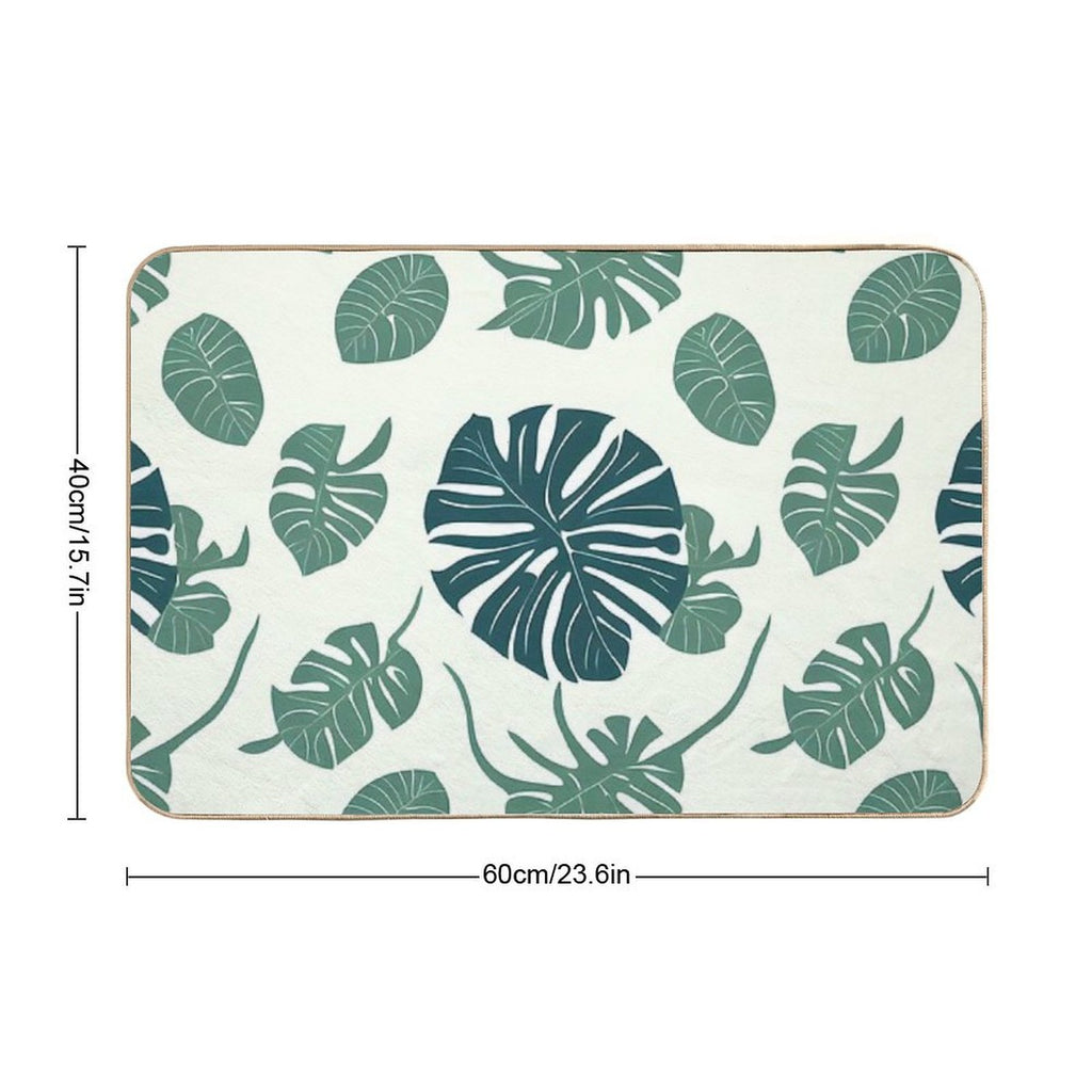 Abstract Monstera Leaf Pattern  Odorless Bath Mat