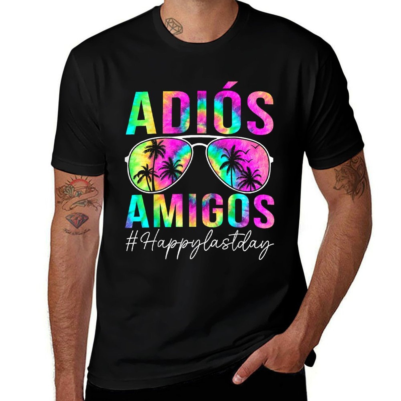 Adios Amigos Tie Dye Last Day of School Teacher Kids Spanish  Wrinkle-resistant T-Shirt