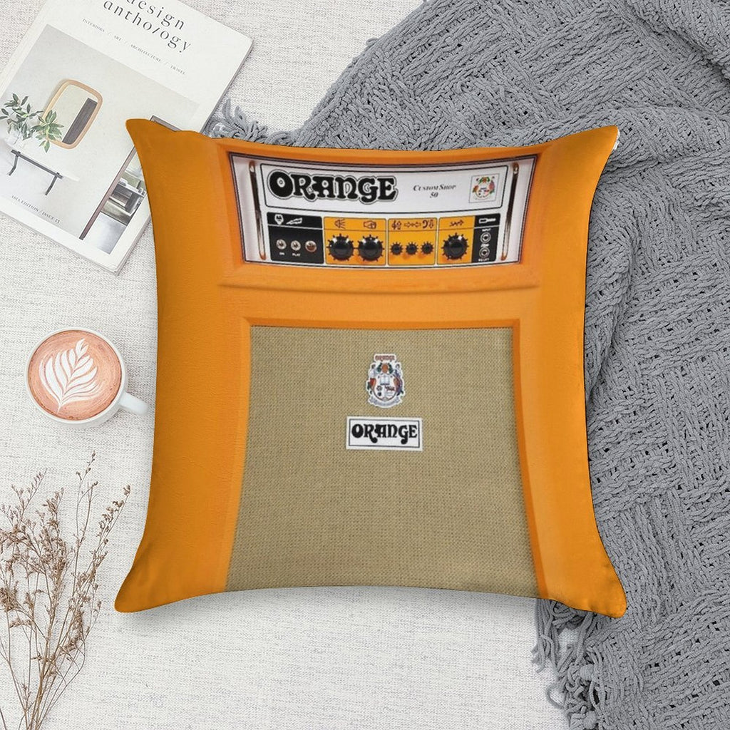Orange Soft Short Plush Fabric Throw Pillow