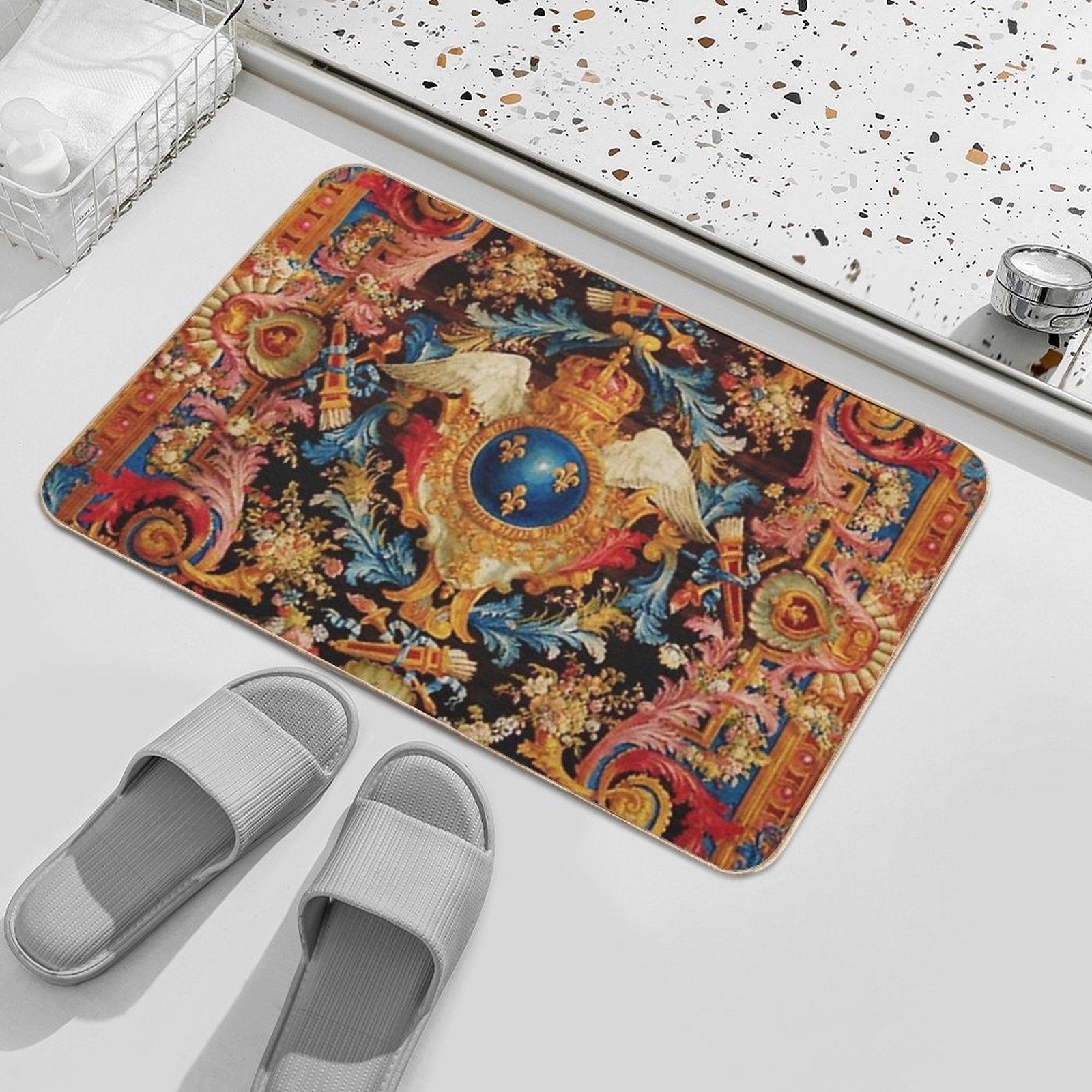 Louis XV Savonnerie French Carpet Print  Long-Lasting Bath Mat