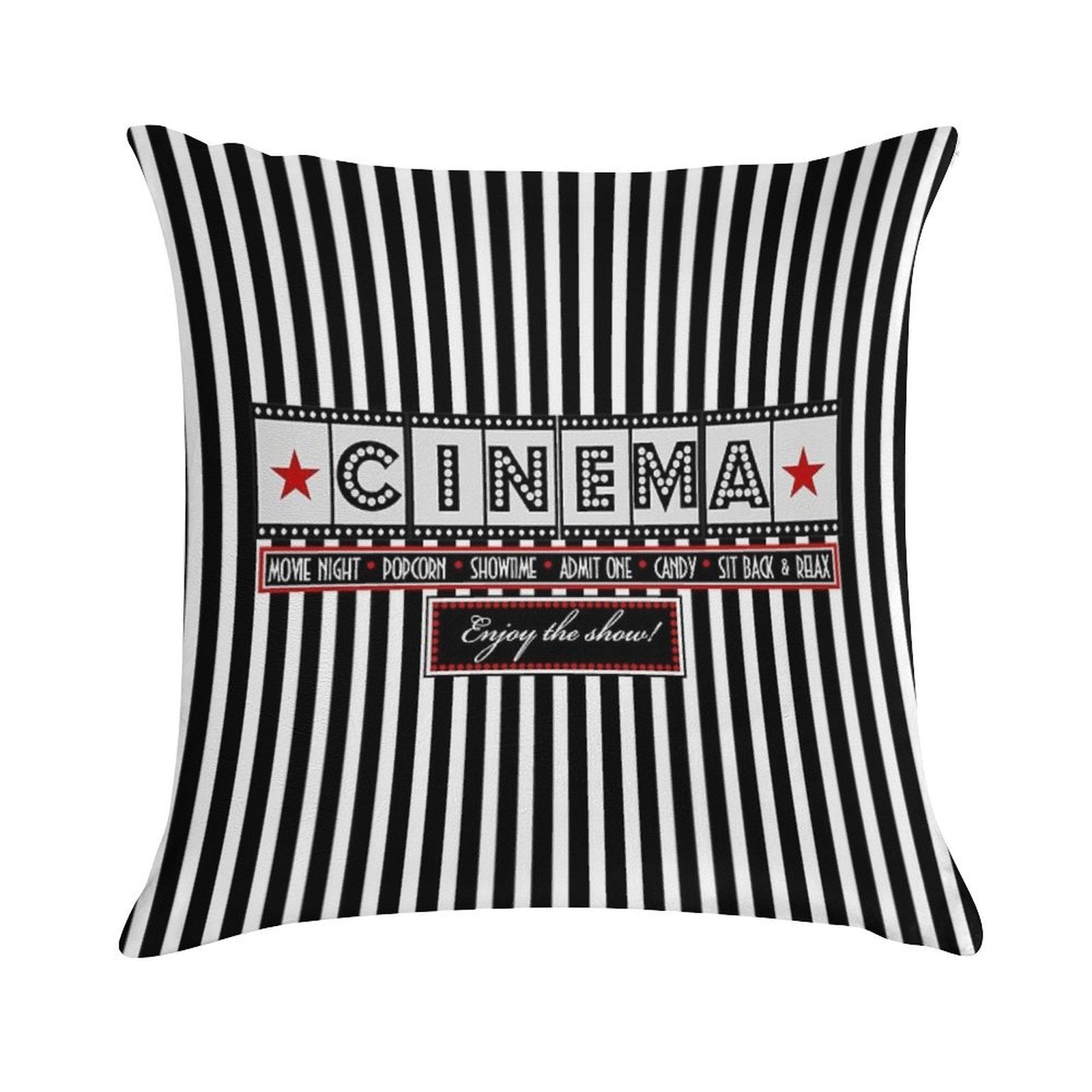 Movie Theater Striped Cinema Ticket Throw Pillow Soft Multiple Sizes Throw Pillow