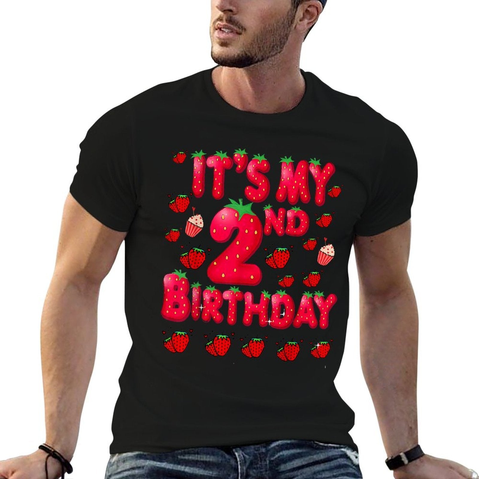 Kids 2 Year Old Strawberry Birthday Girl Sweet Fruit 2nd  Tagless Design T-Shirt