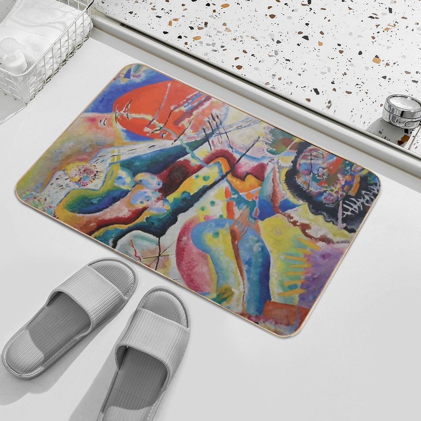 Red Chalkboard, Abstract, Wassily Kandinsky  Toxin-Free Bath Mat