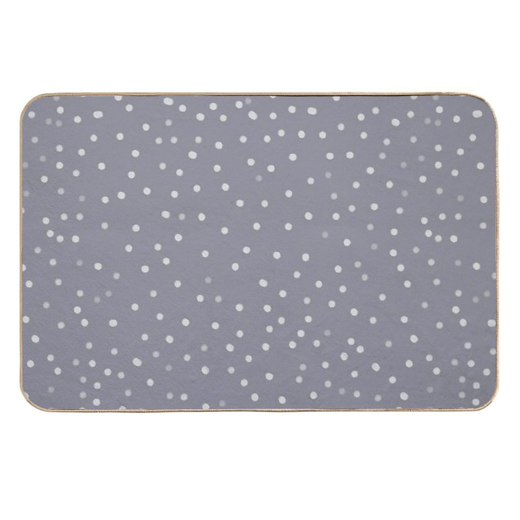 Blue Grey And White Color Polka Dots Design  Non-Slip Bath Mat