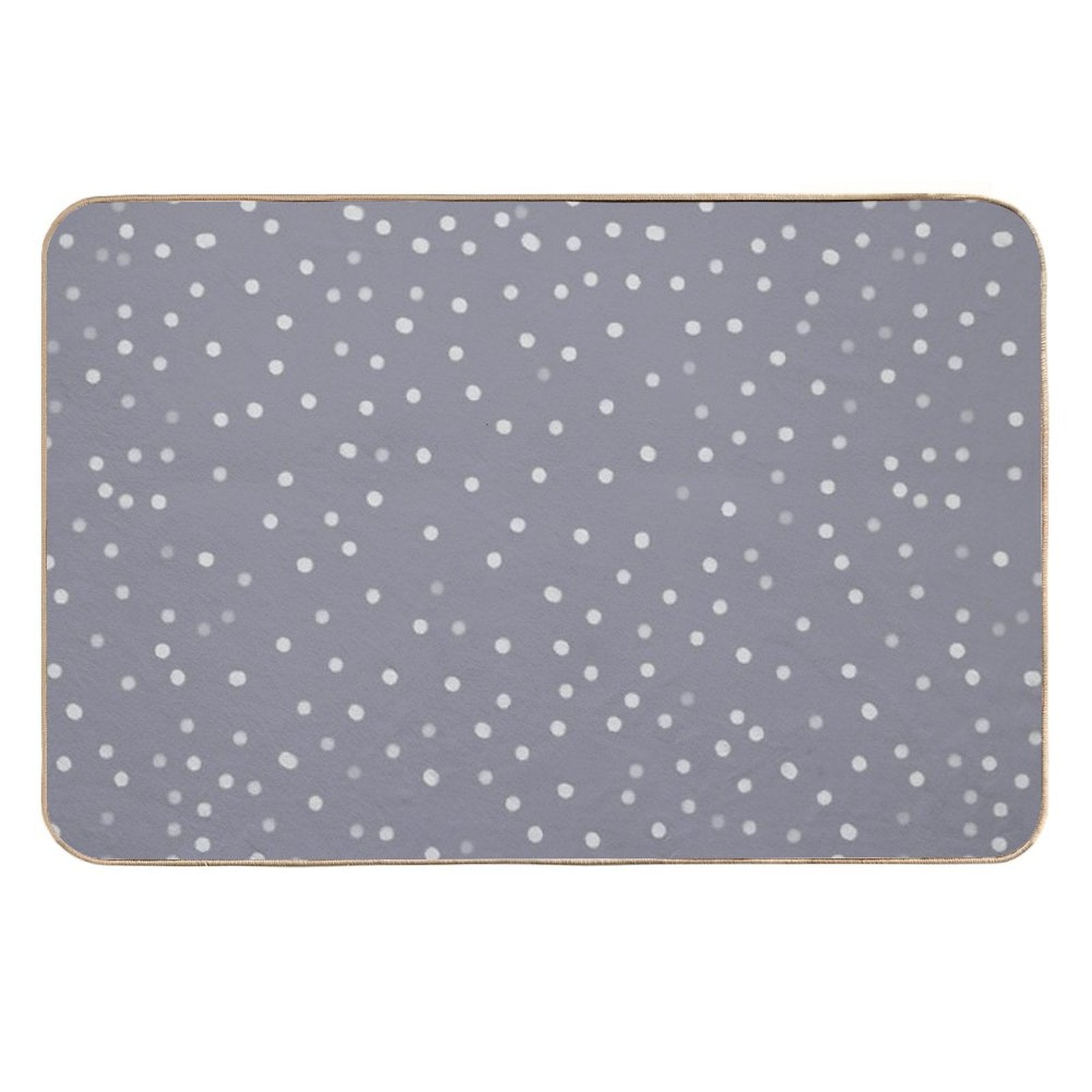 Blue Grey And White Color Polka Dots Design  Non-Slip Bath Mat
