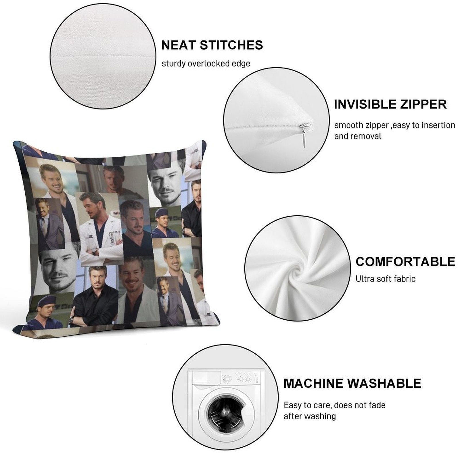 Mark Sloan Soft Anti-Pilling Throw Pillow