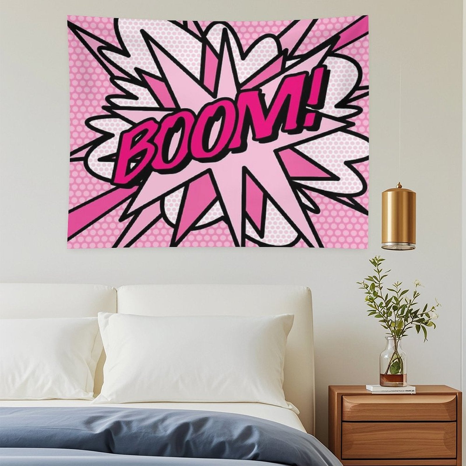 BOOM Pink Comic Book Pop Art Modern Fun Retro Tapestry