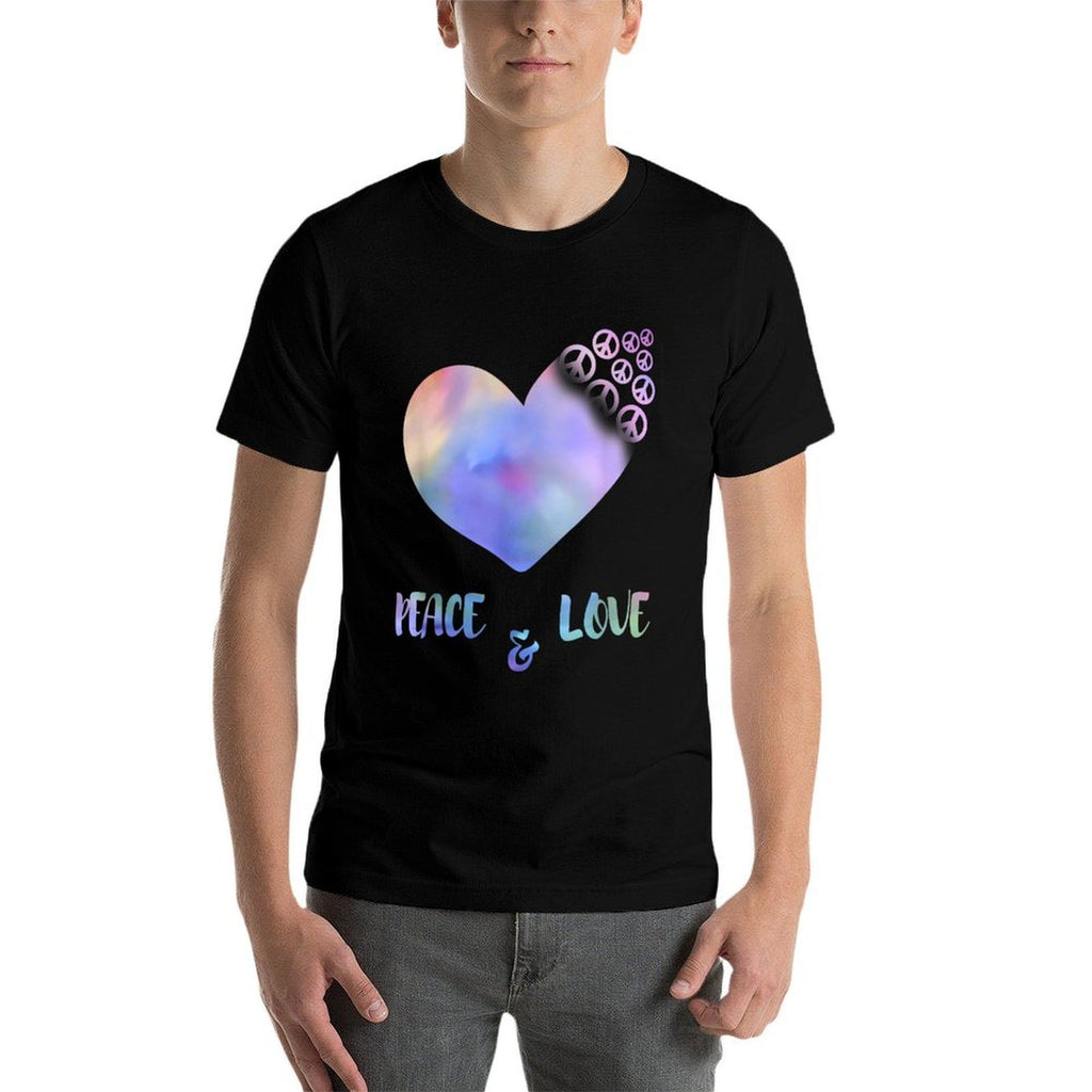 Peace Sign Spiral Love Heart 60S 70S Rainbow Abstract Print  Eco-friendly Material T-Shirt