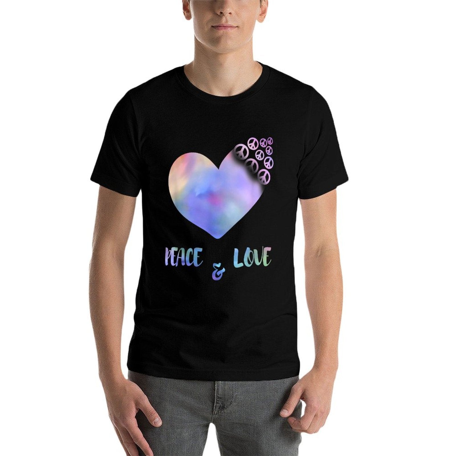 Peace Sign Spiral Love Heart 60S 70S Rainbow Abstract Print  Eco-friendly Material T-Shirt