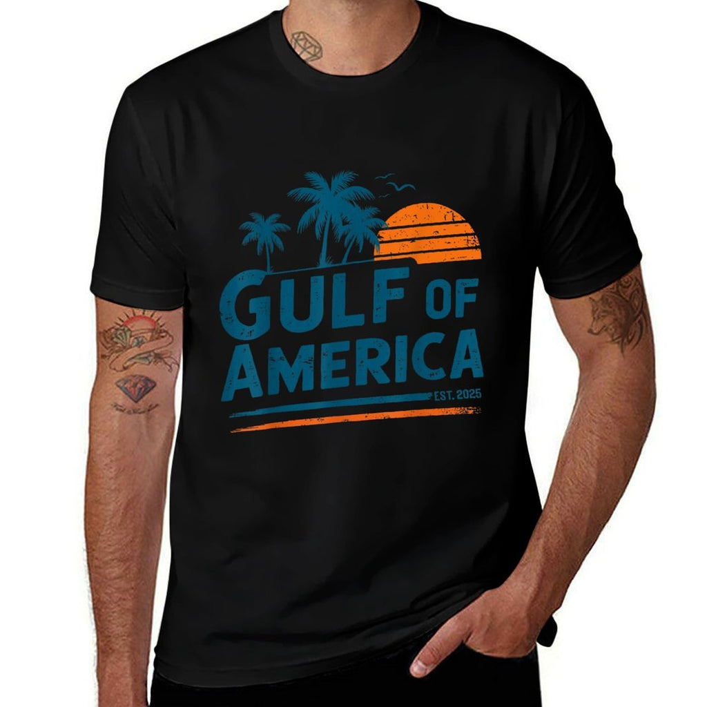 Retro Vintage Gulf Of US America 2025 American Gifts  Heathered Texture T-Shirt