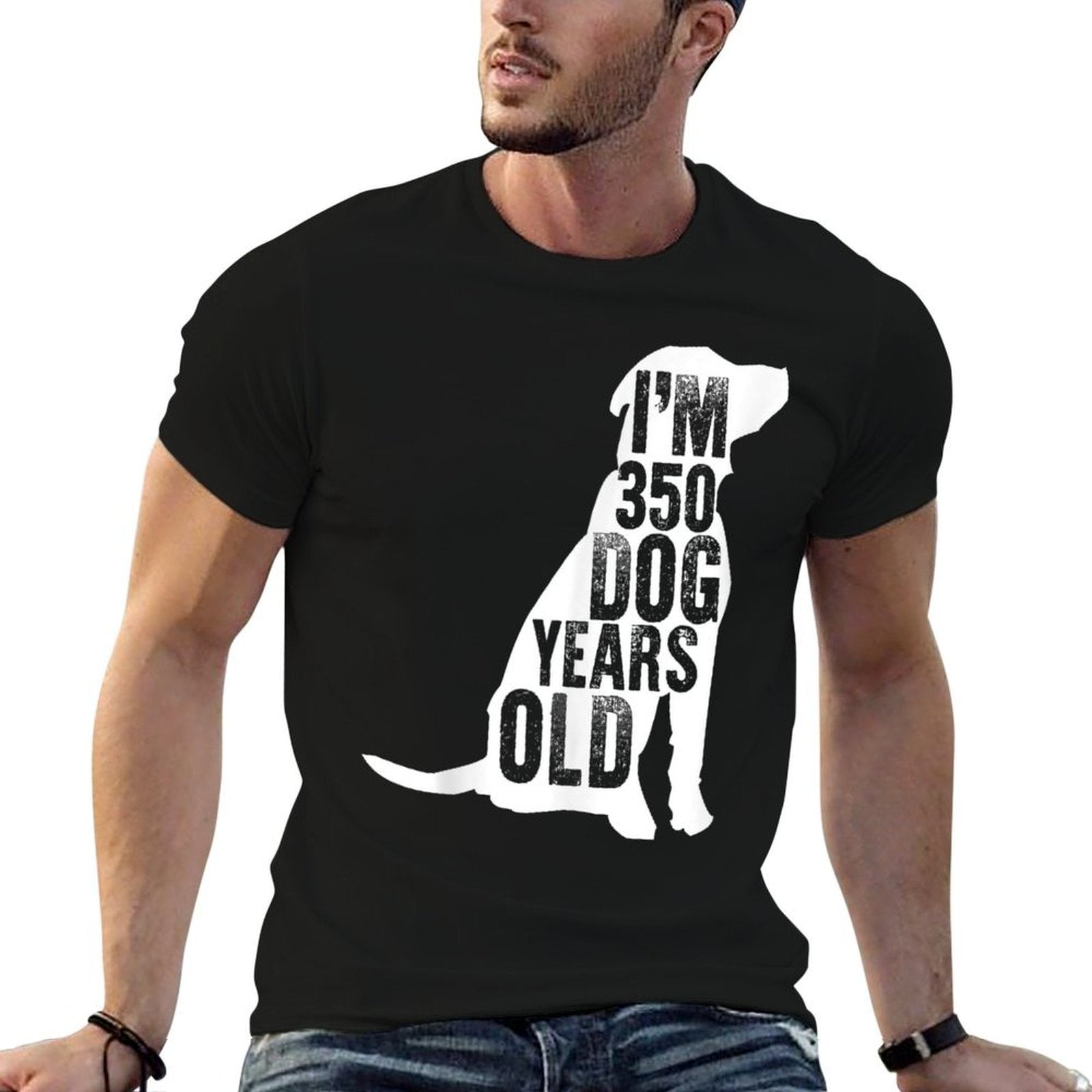 I'm 350 Dog Years Old Funny 50th Birthday Gift  Oversized Silhouette T-Shirt