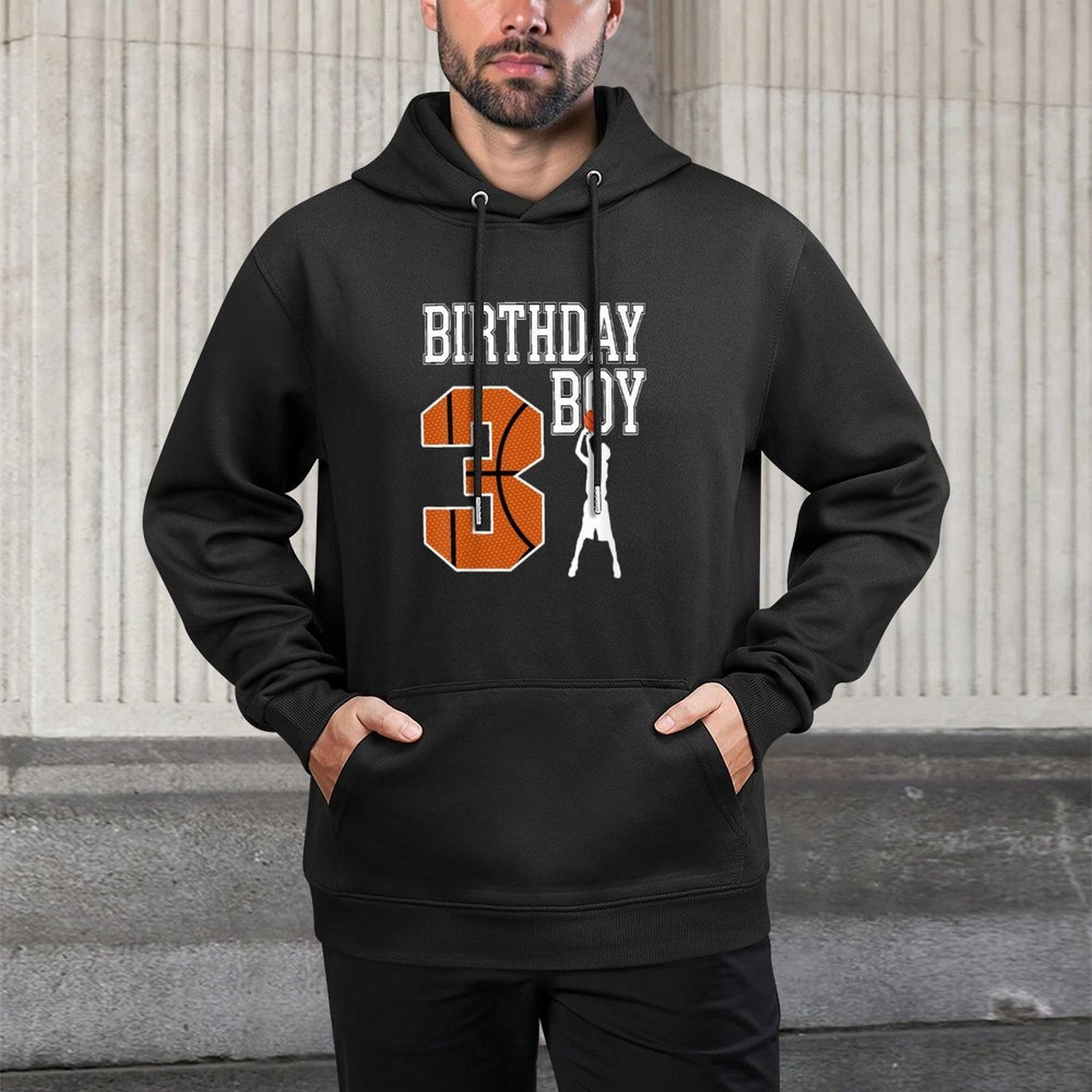 Kids 3rd Birthday Boy Basketball Kids 3 Year Old Medium-Weight Fabric Hoodie