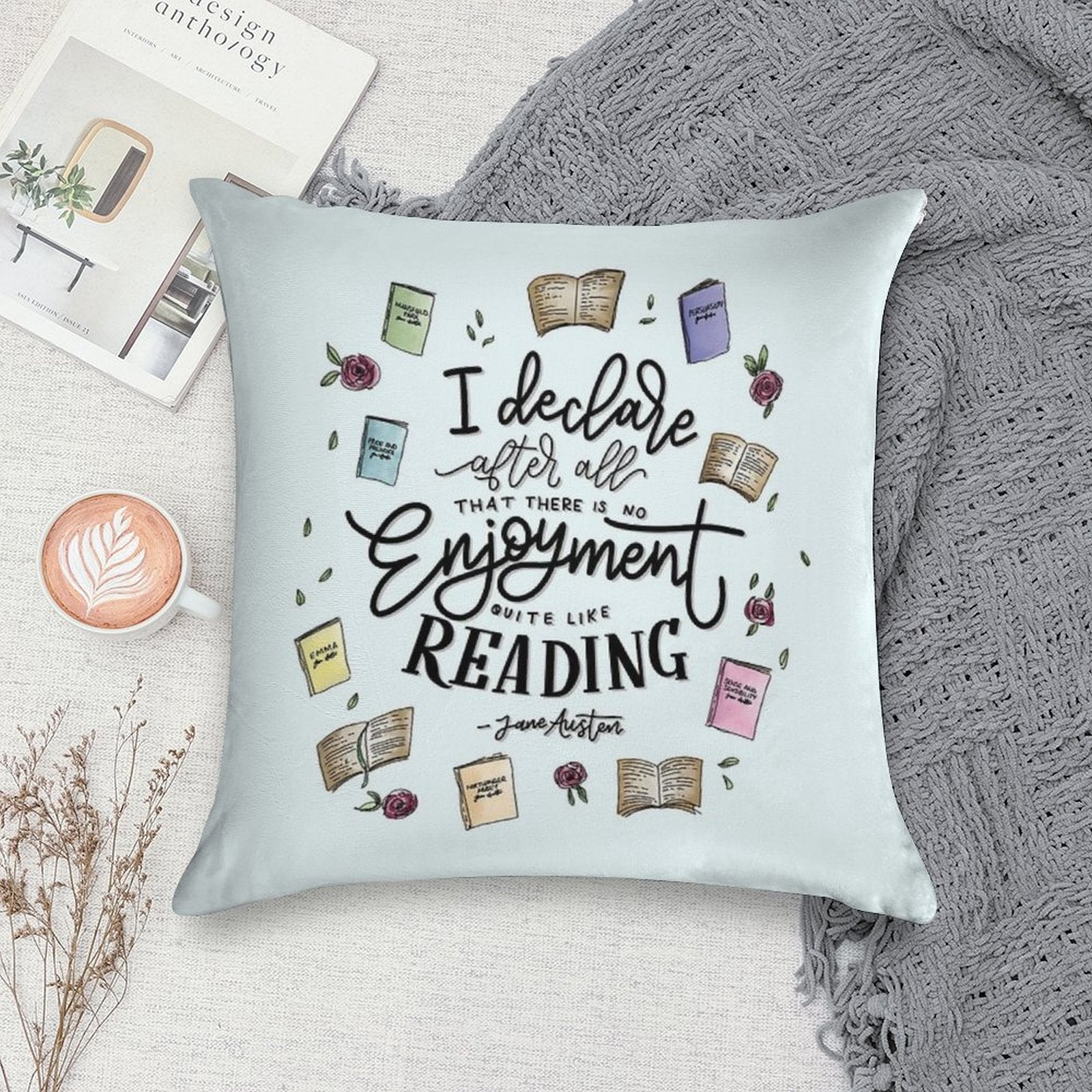 No Enjoyment Like Reading Soft Luxury Feel Throw Pillow