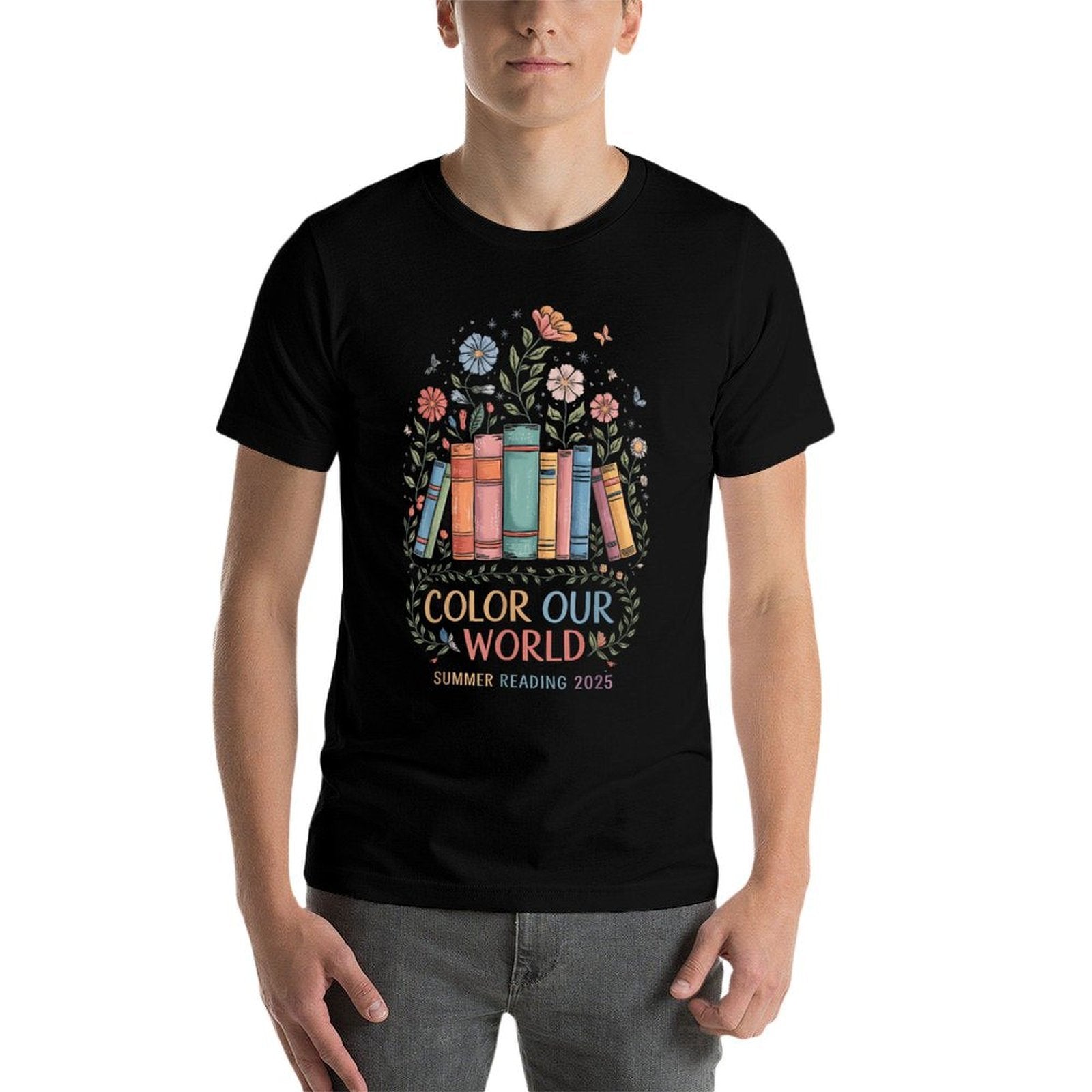 Color Our World Summer Reading 2025 Book Wildflowers  Heathered Texture T-Shirt