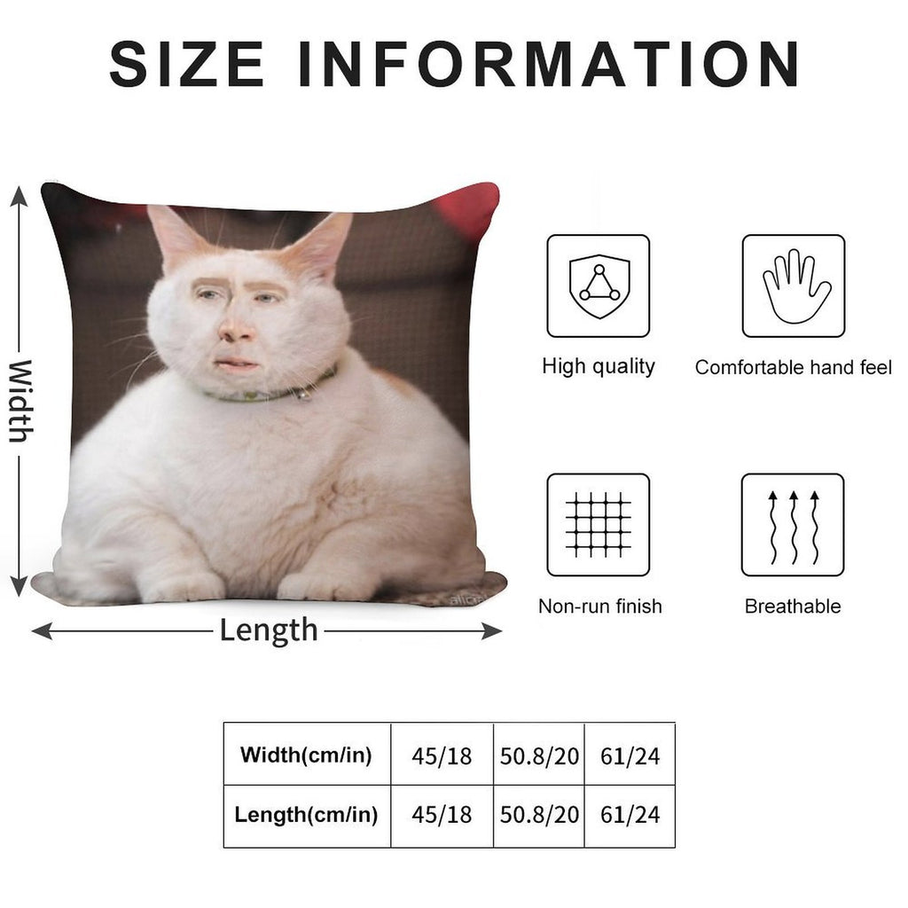 Nicolas Cage Photoshop Cat Soft Anti-Pilling Throw Pillow