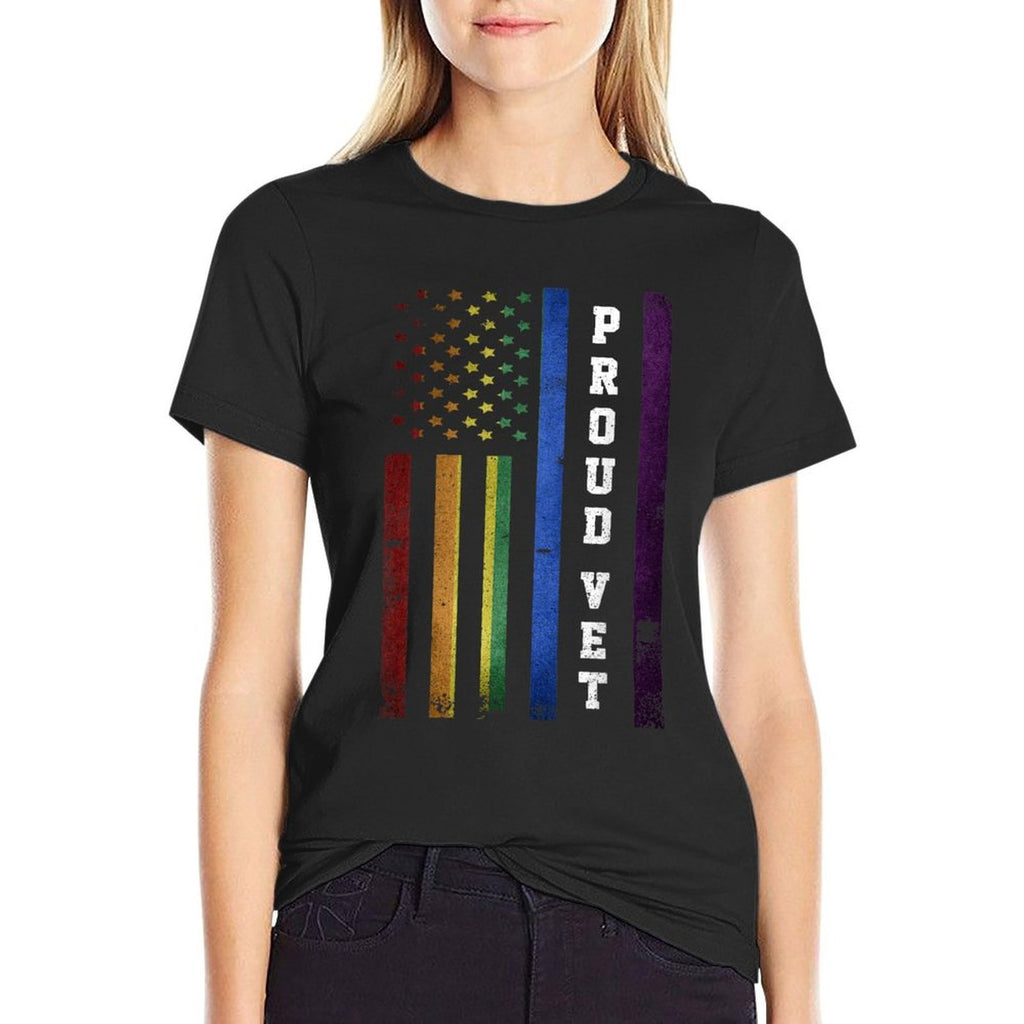 LGBT Military Soldier Pride Proud Veteran Rainbow USA  Trendy Pattern T-Shirt