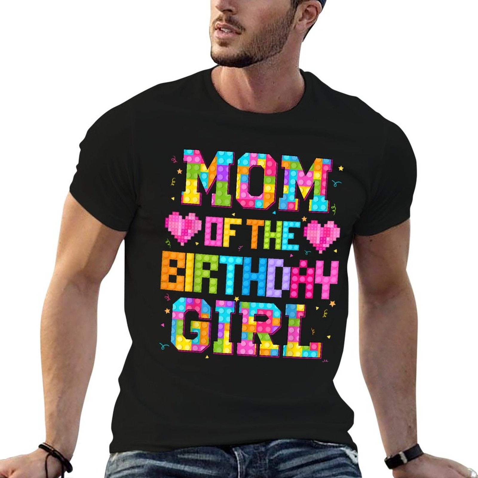 Mom And Dad Of The Birthday Girl Build Brick Family Matching  Lightweight T-Shirt