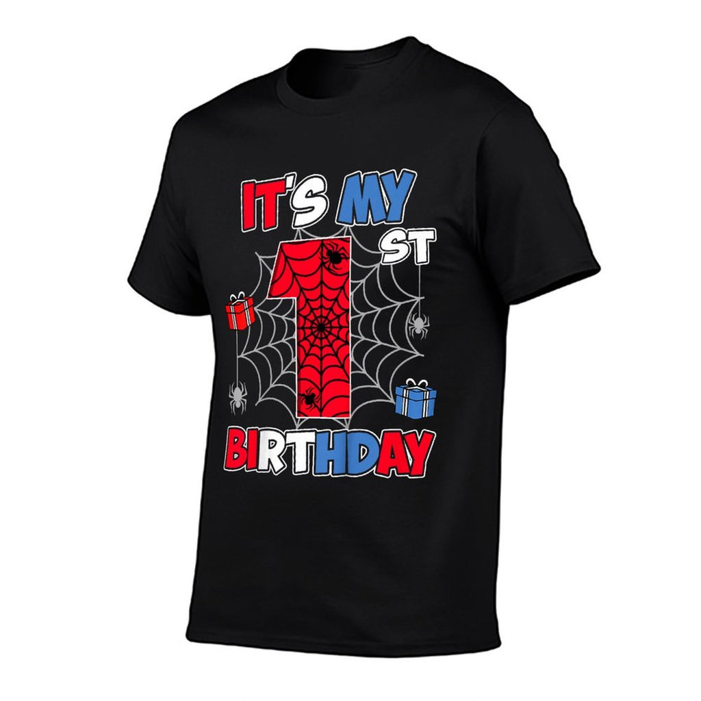 Kids It's My 1st Birthday Spider Theme Party 1 Year Old Boys Kid  Easy-care T-Shirt