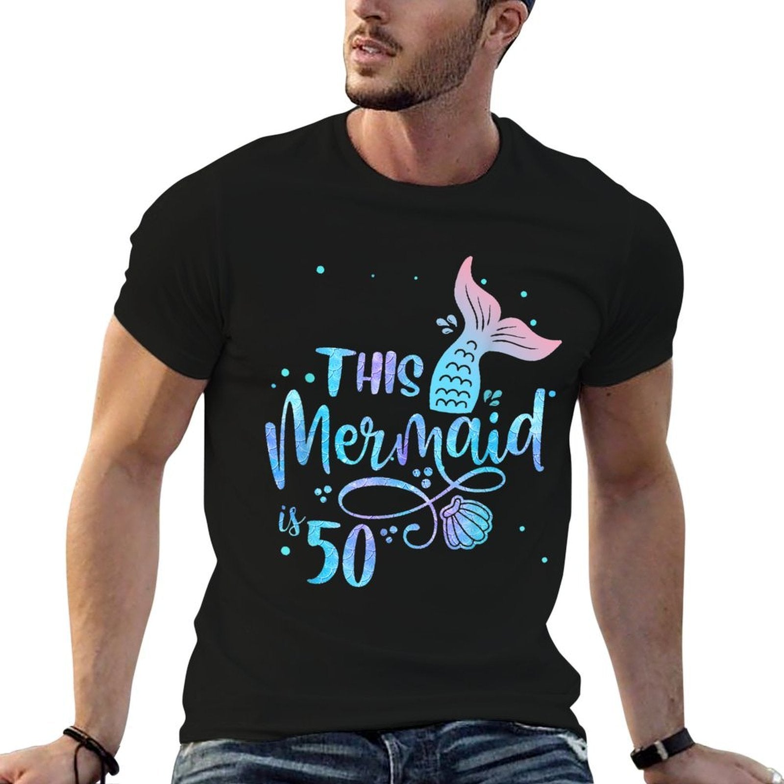 This Mermaid Is 50 Years Old 50th Birthday Mother Mermaids  High-quality Stitching T-Shirt
