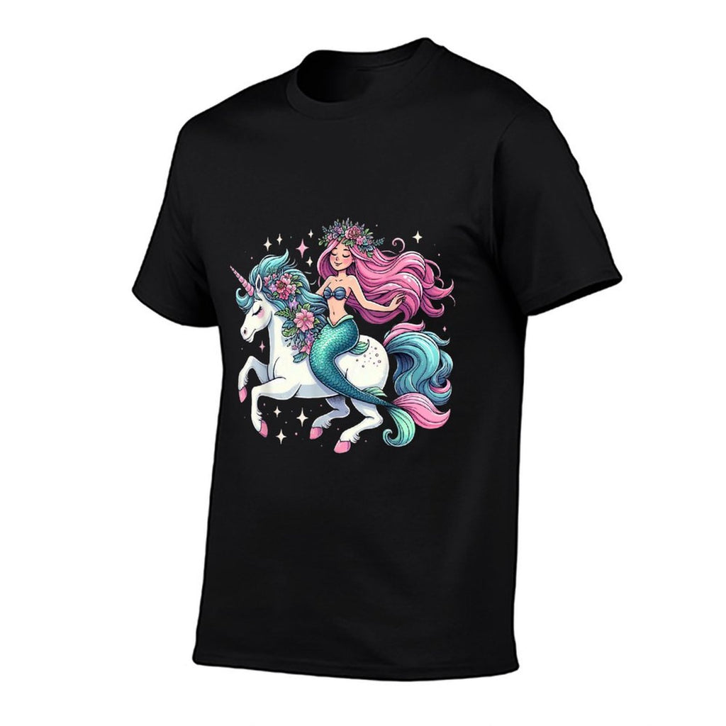 Mermaid Riding A Unicorn Boys Girls Men Women Kids Adults  Classic T-Shirt