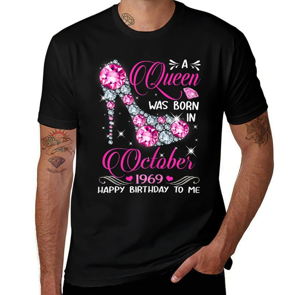 Womens Queens Are Born in October 1969 T 50th Birthday Gift  Oversized Silhouette T-Shirt