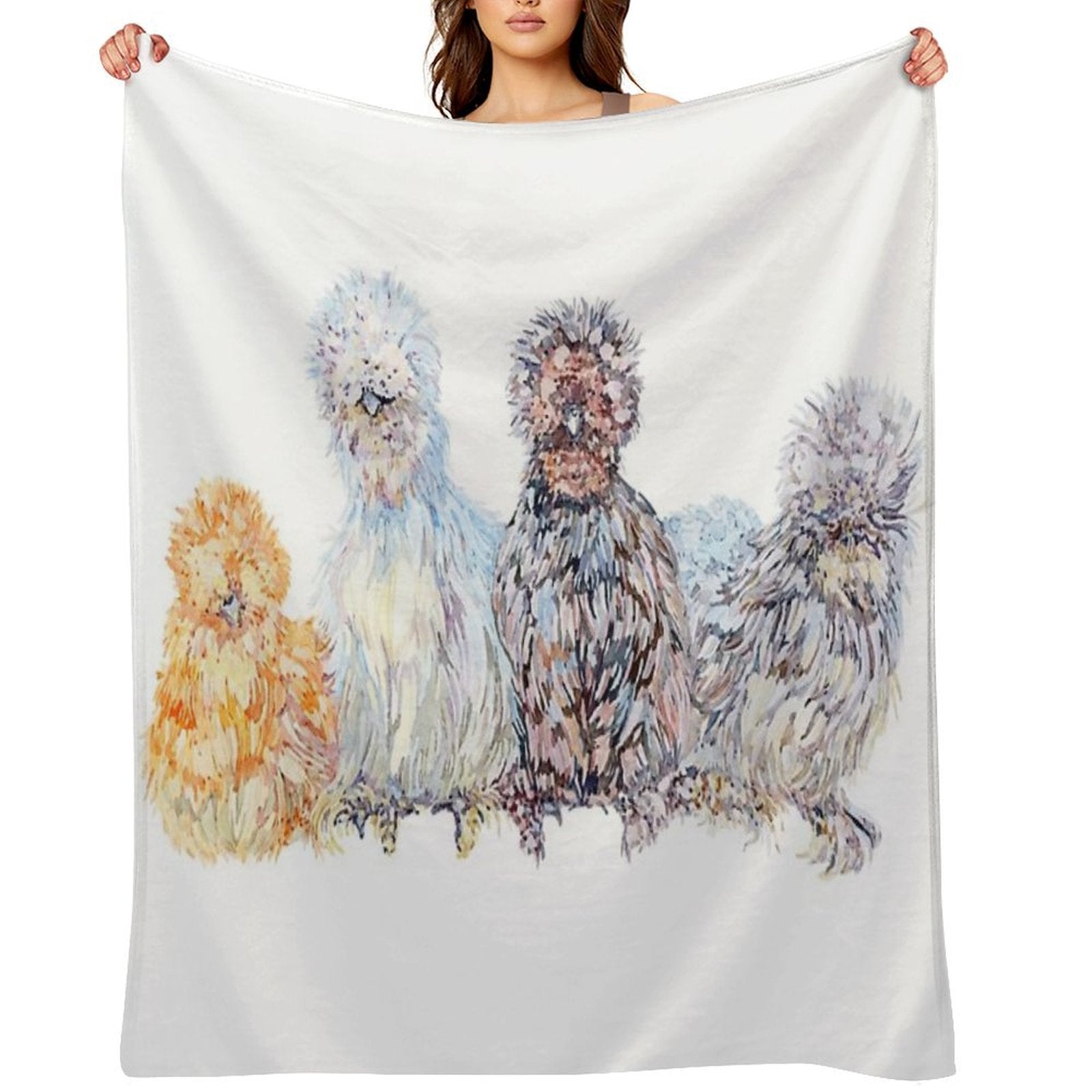 Silkie Chicken Huddle Compact Throw Blanket