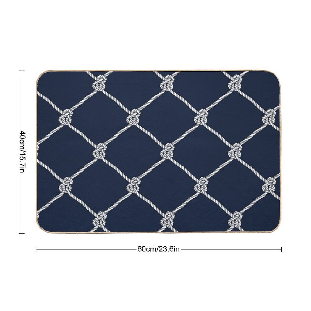 Nauti Navy Rope Pattern Durable Bath Mat