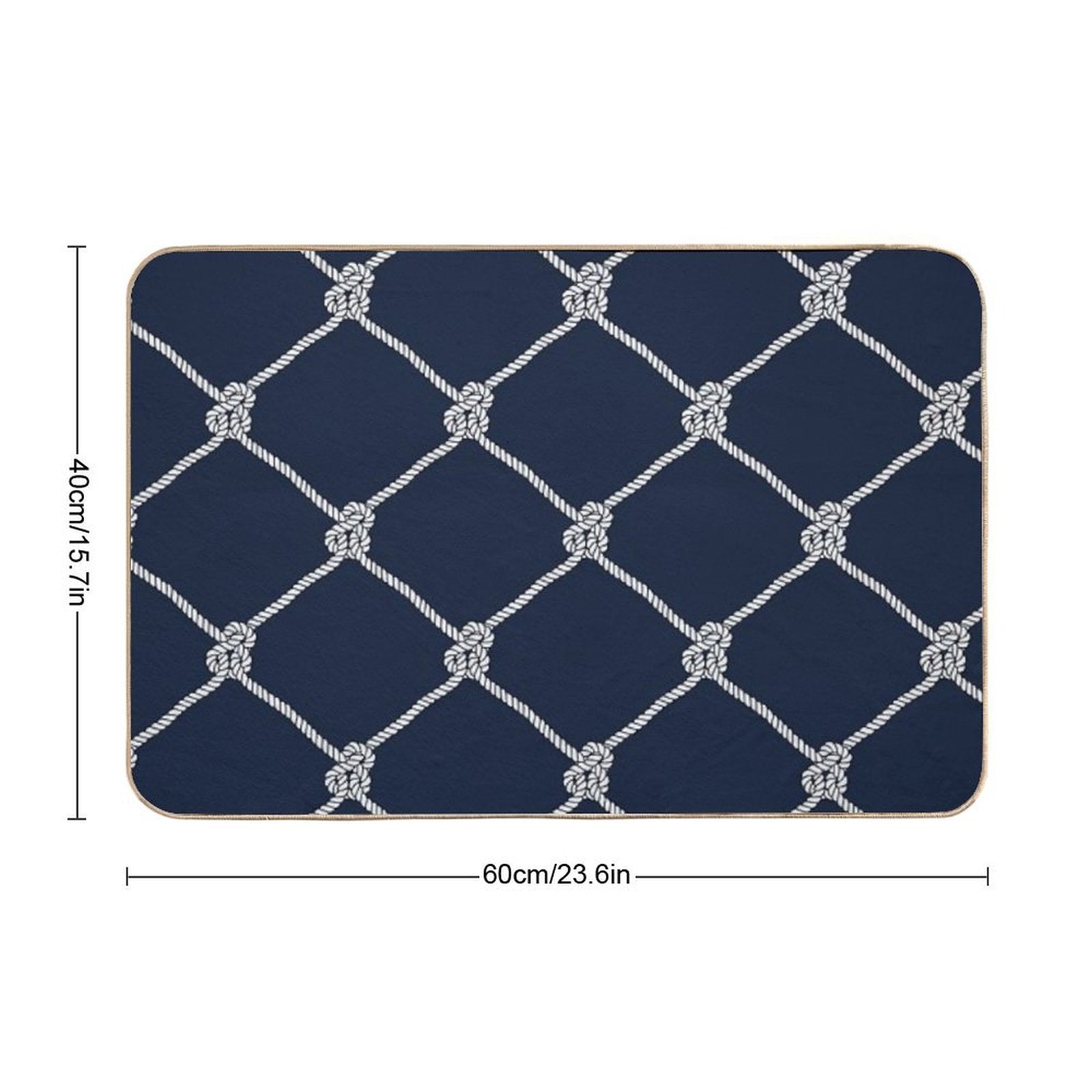 Nauti Navy Rope Pattern Durable Bath Mat